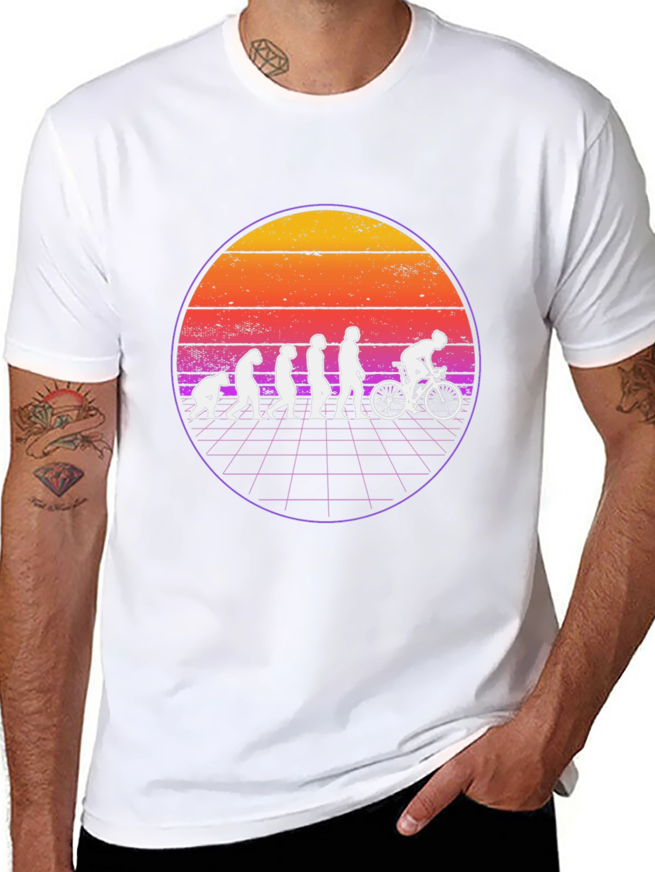 Evolution Cyclist T-Shirt - Retro Design
