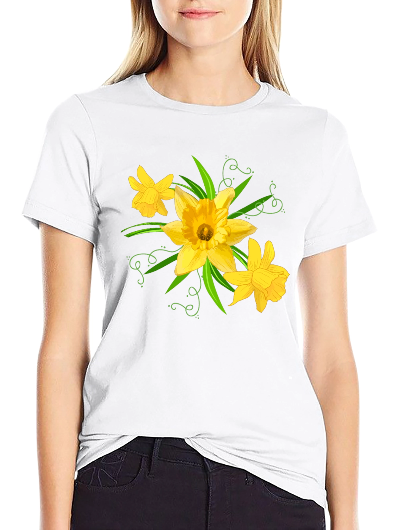 Daffodil Graphic Tee - Black Cotton T-Shirt