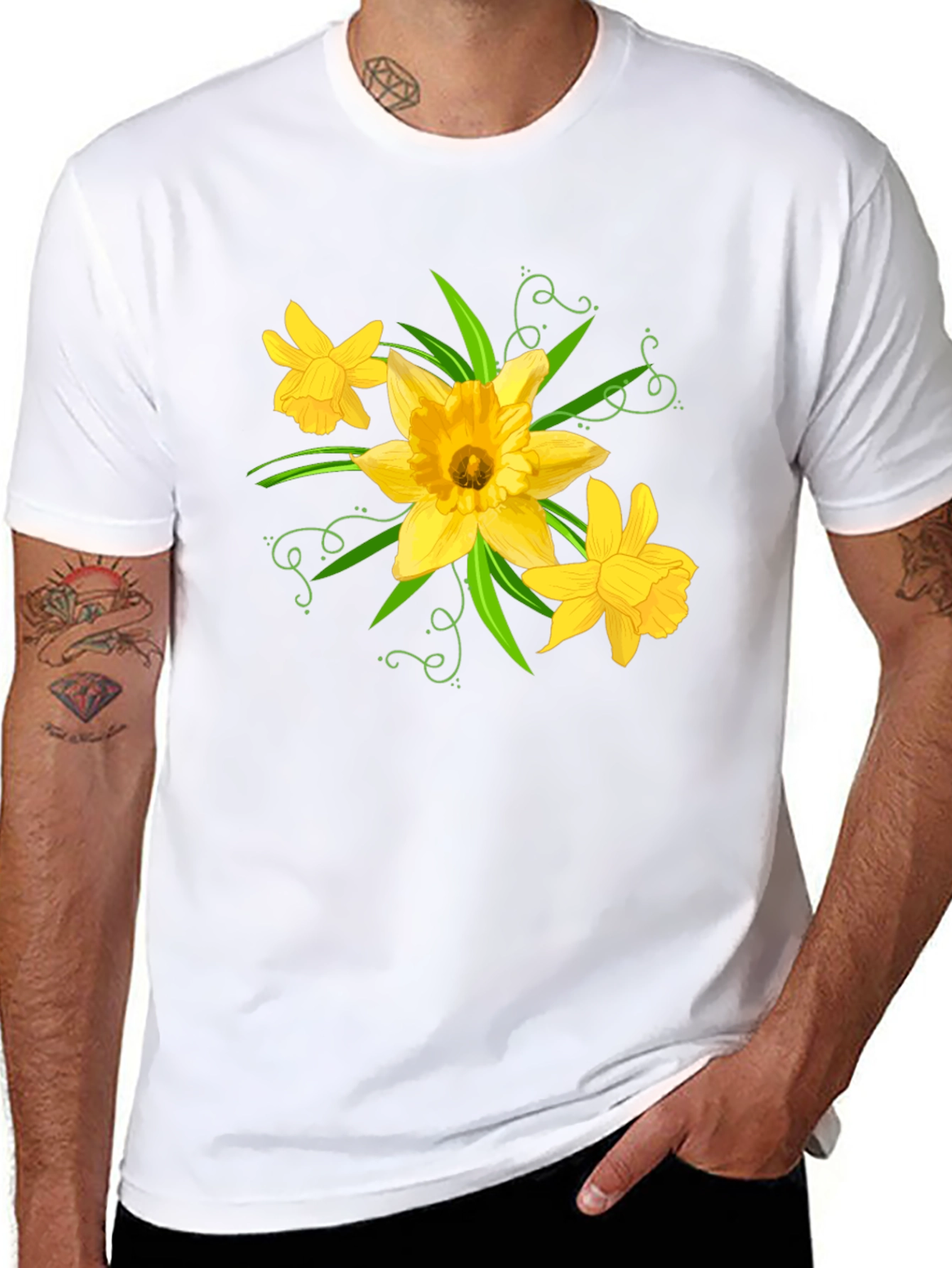 Daffodil Graphic Tee - Black Cotton T-Shirt