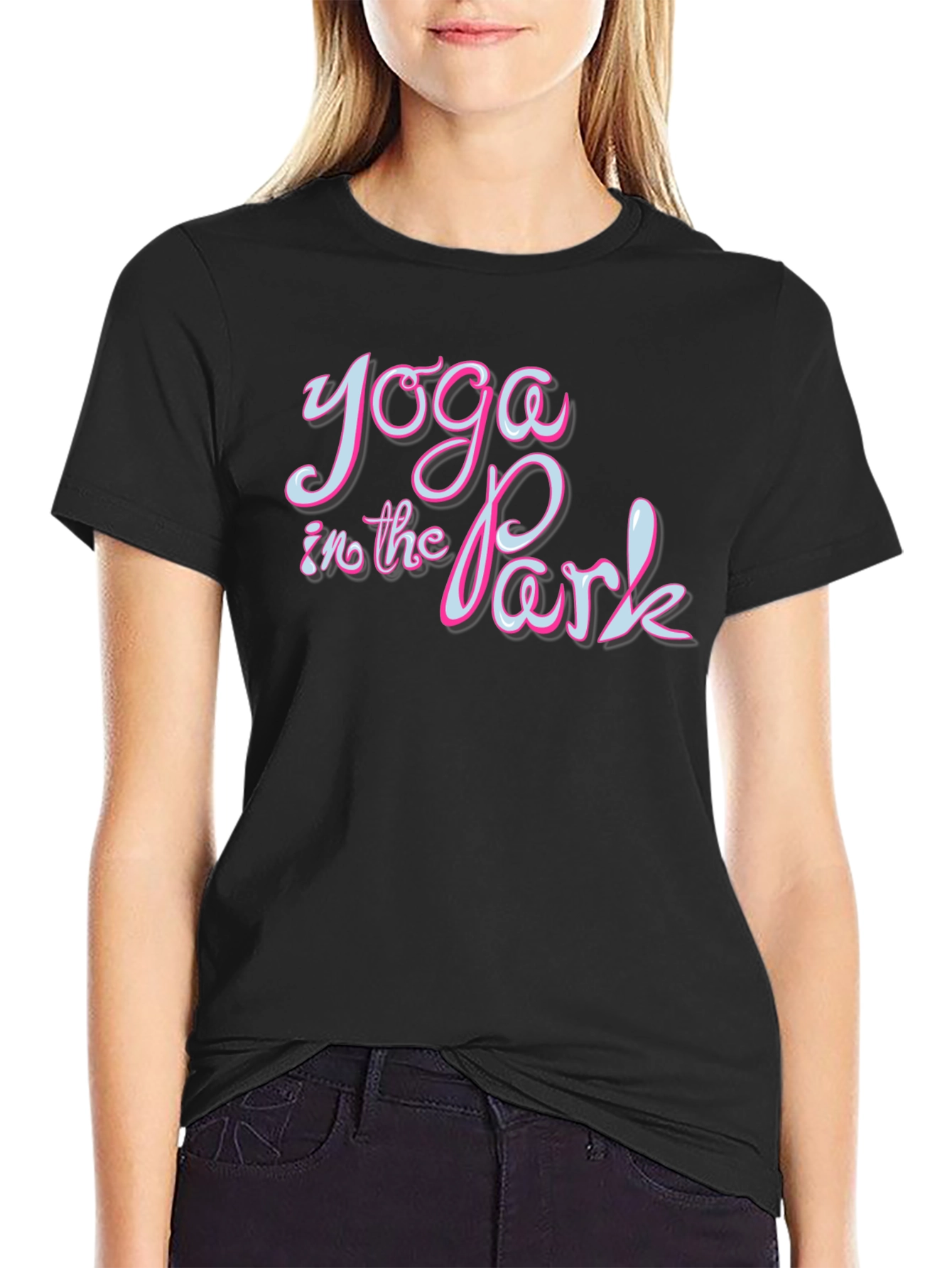 Yoga in the Park Black Graphic T-Shirt