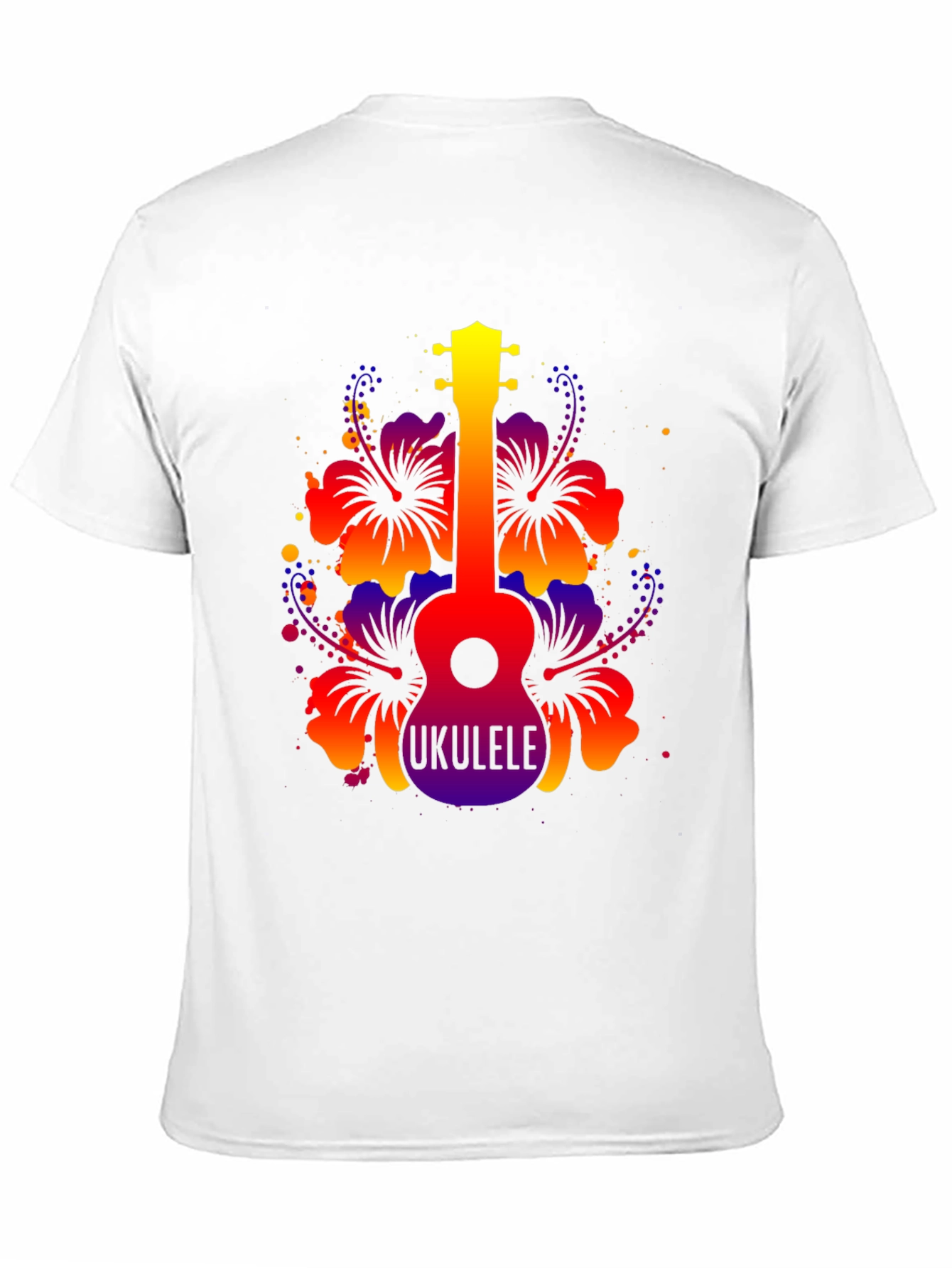 Vibrant Ukulele Hibiscus Graphic Tee