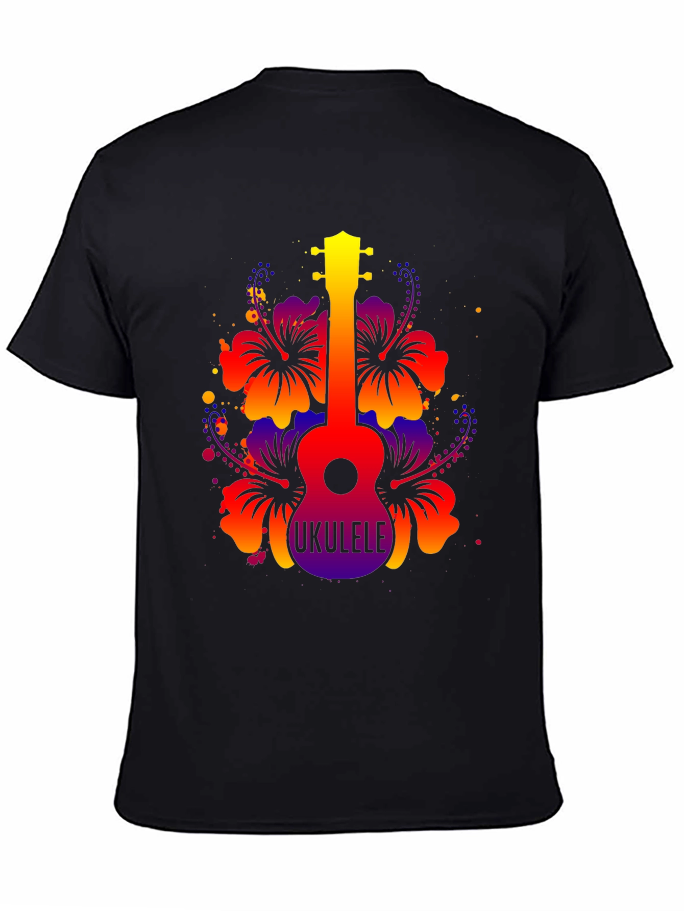 Vibrant Ukulele Hibiscus Graphic Tee