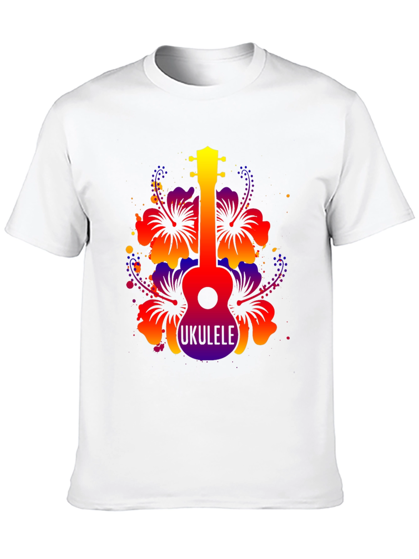 Vibrant Ukulele Hibiscus Graphic Tee