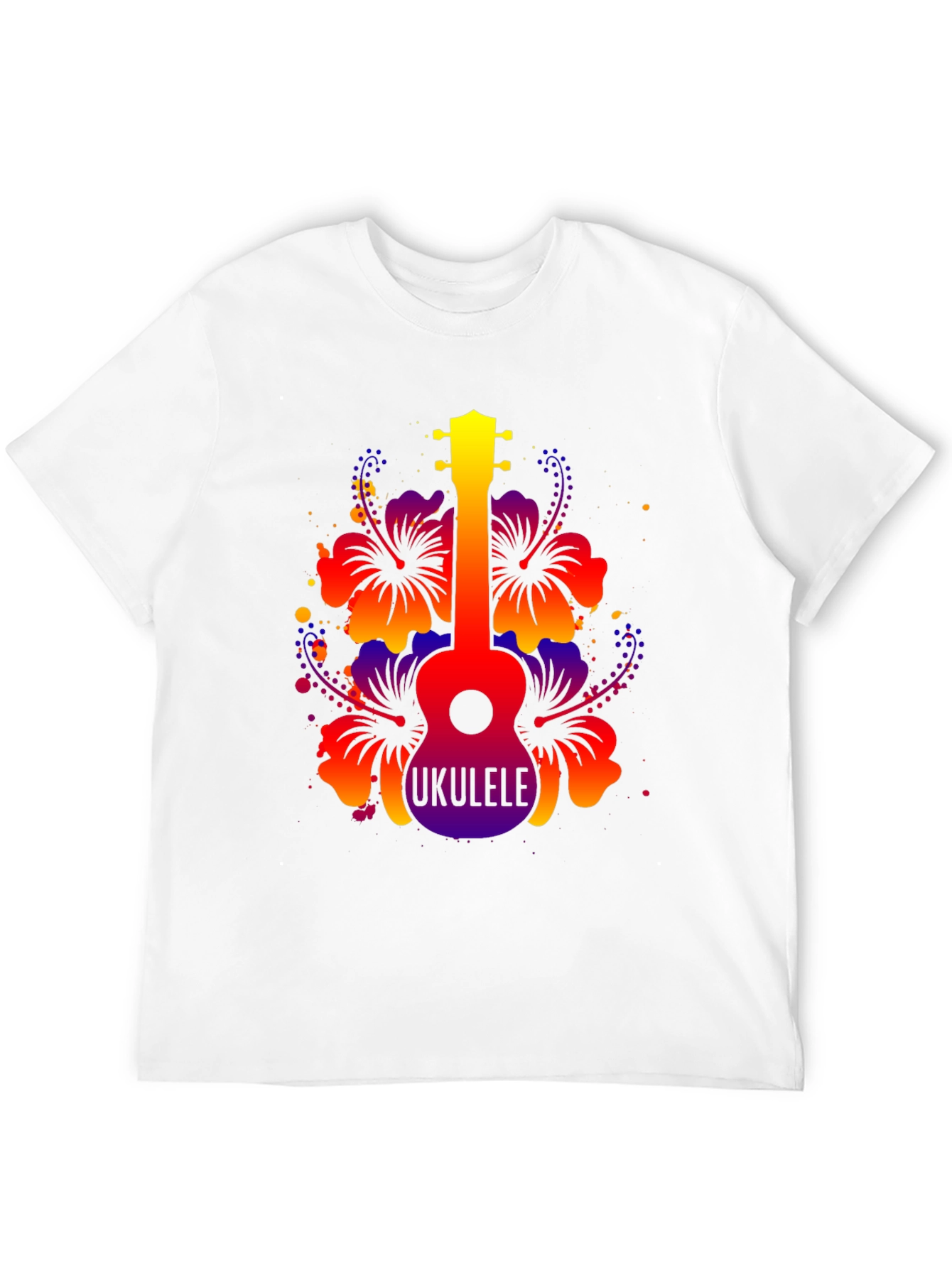 Vibrant Ukulele Hibiscus Graphic Tee