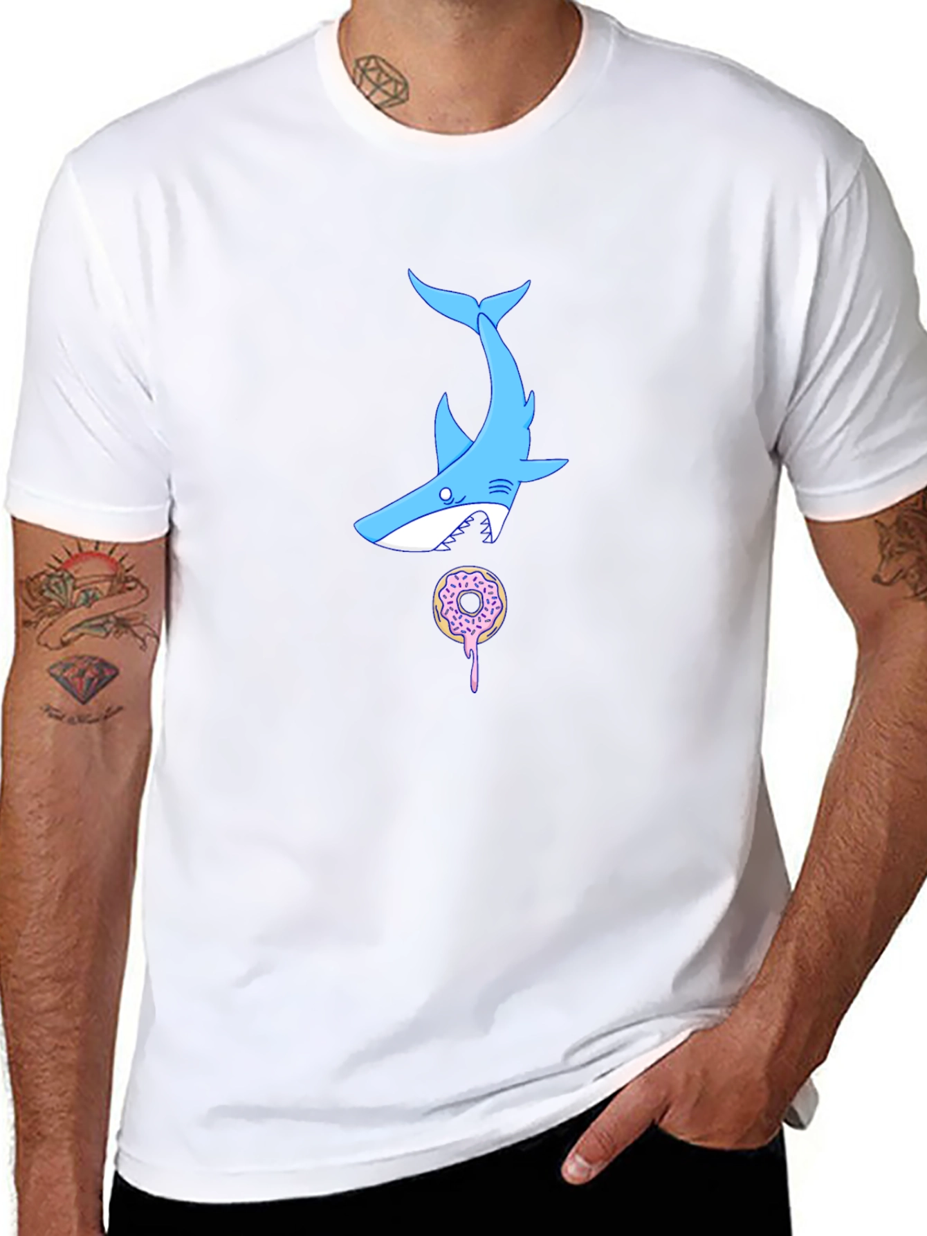 Shark Donut T-Shirt - Black Cotton Tee