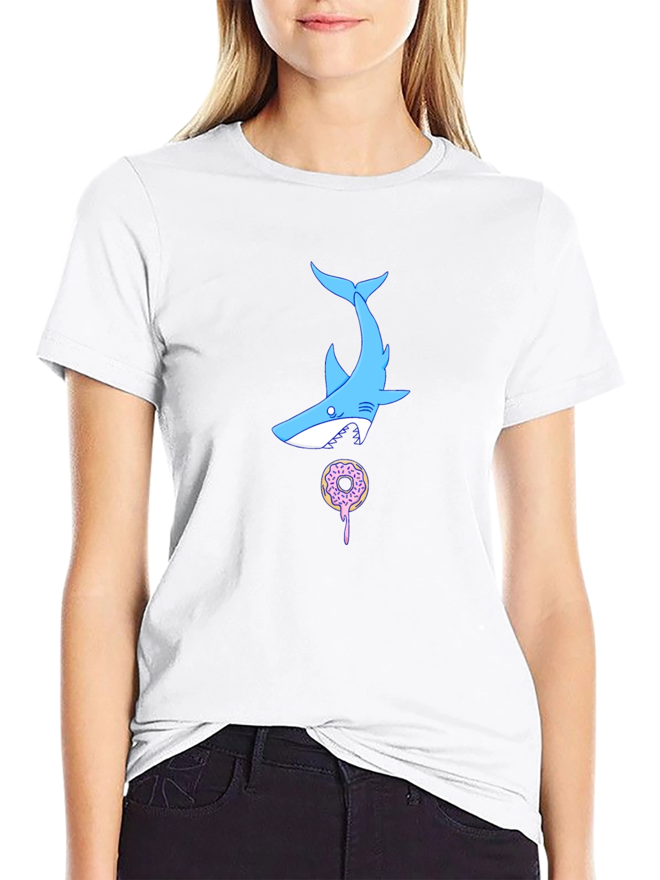 Shark Donut T-Shirt - Black Cotton Tee