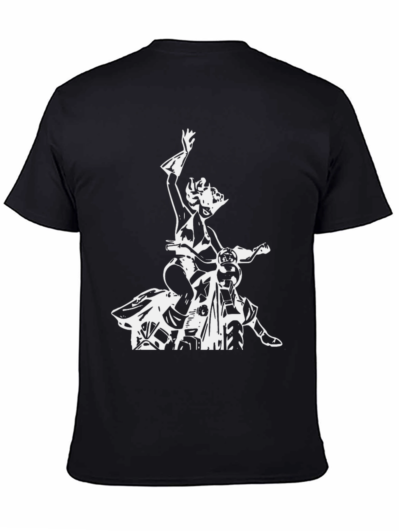 Black T-Shirt with Biker Girl Graphic