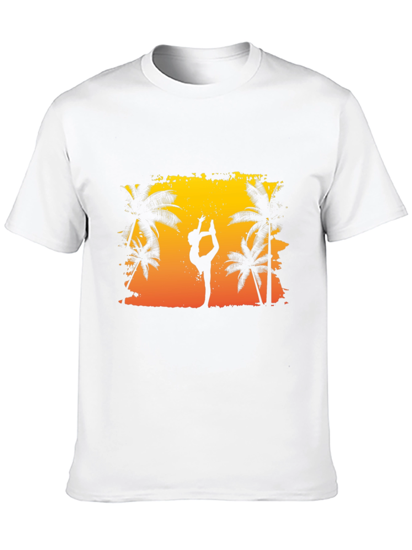 Silhouette Yoga Palm Tree Sunset Black T-Shirt
