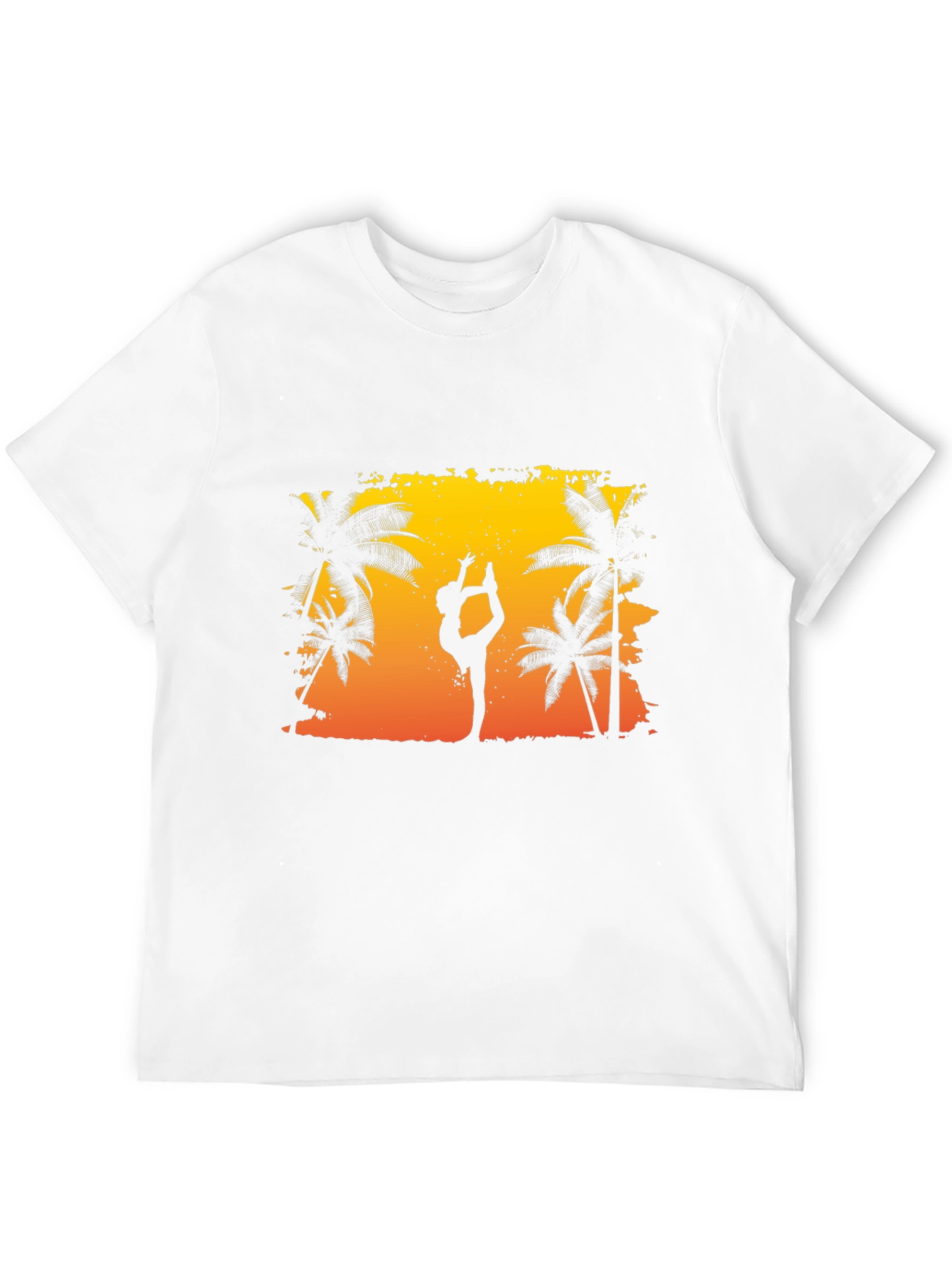 Silhouette Yoga Palm Tree Sunset Black T-Shirt