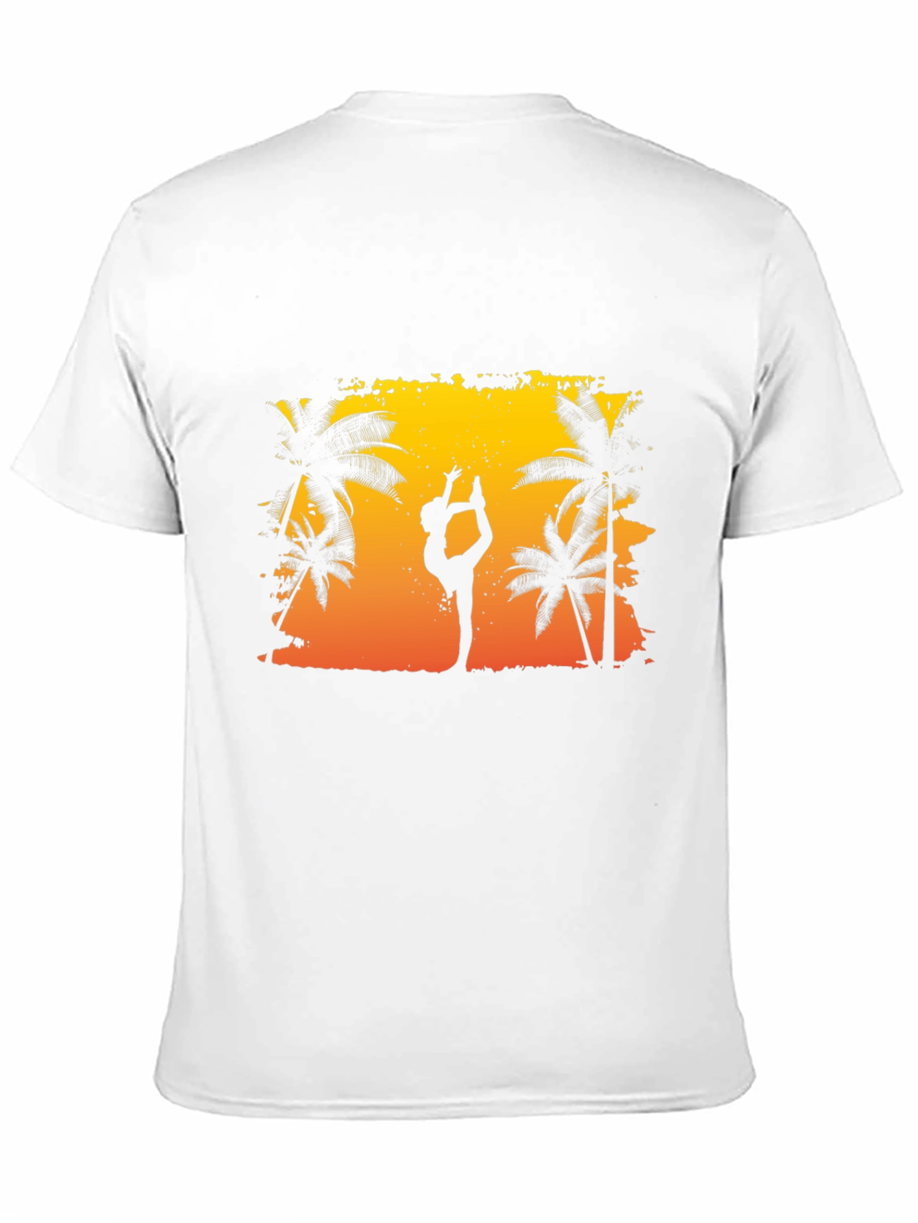 Silhouette Yoga Palm Tree Sunset Black T-Shirt