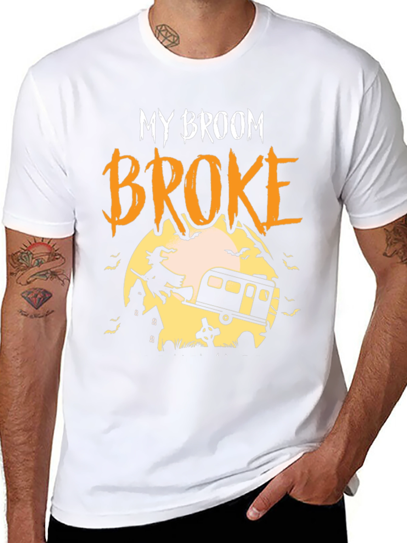 My Broom Broke Camping Halloween T-Shirt