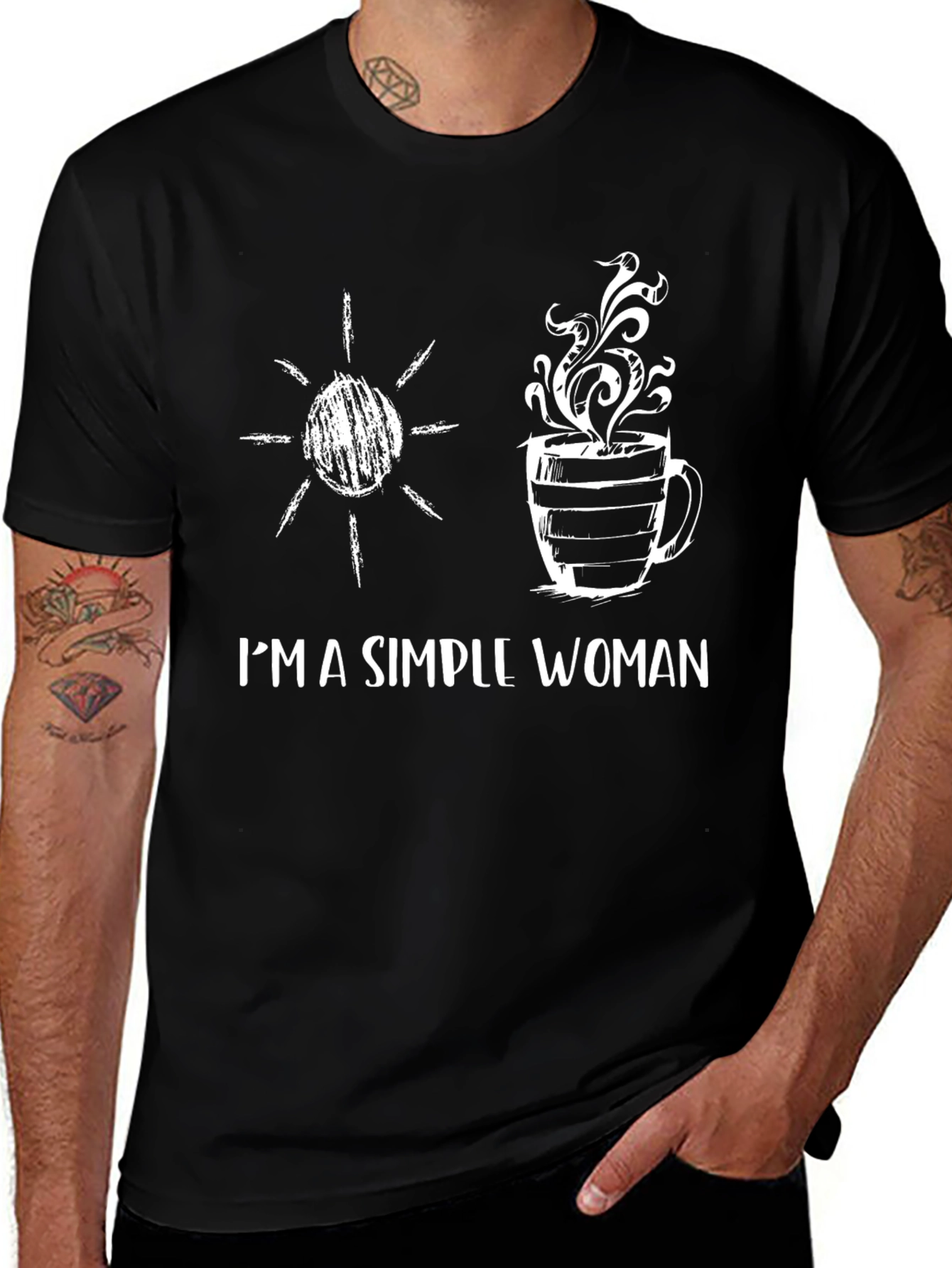 Simple Woman T-Shirt: Sun & Coffee