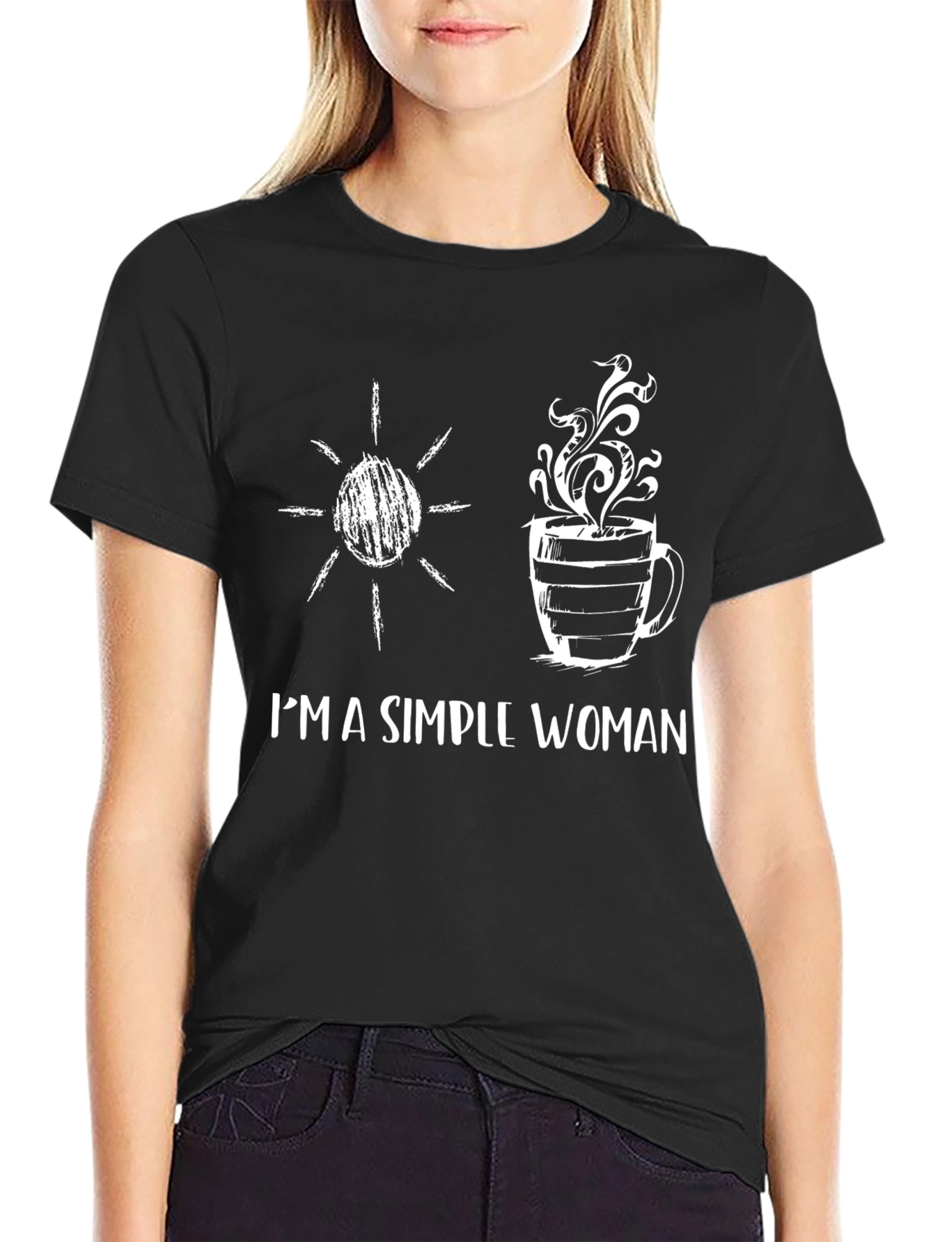 Simple Woman T-Shirt: Sun & Coffee