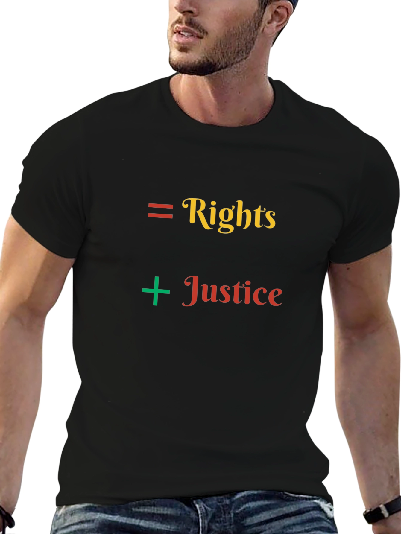 Rights Plus Justice Black Graphic Tee