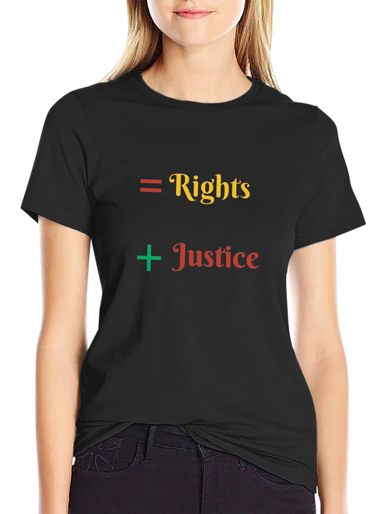 Rights Plus Justice Black Graphic Tee