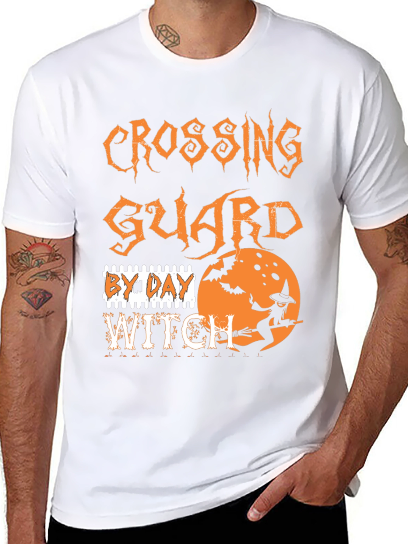 Halloween Crossing Guard Witch Graphic Tee