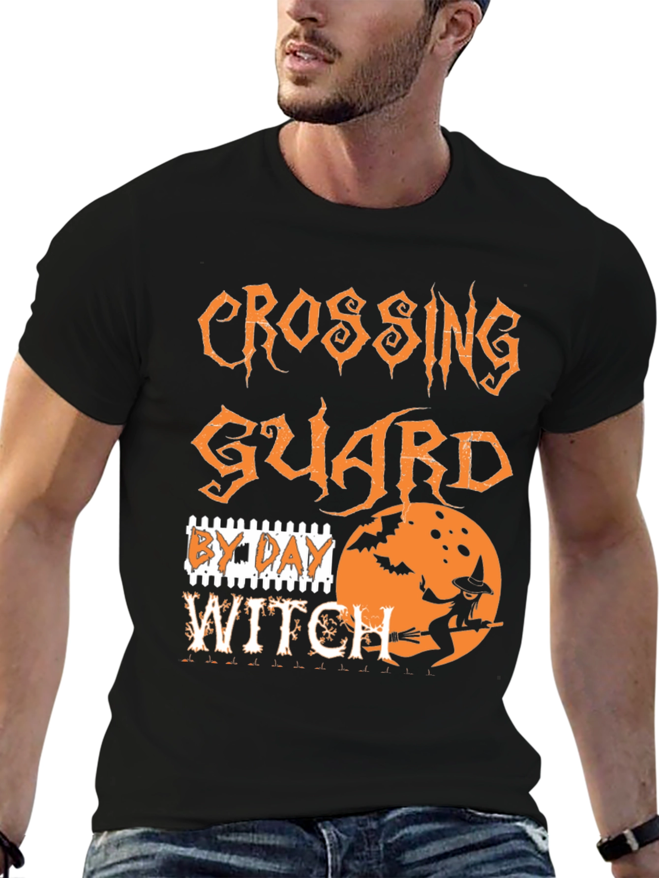 Halloween Crossing Guard Witch Graphic Tee
