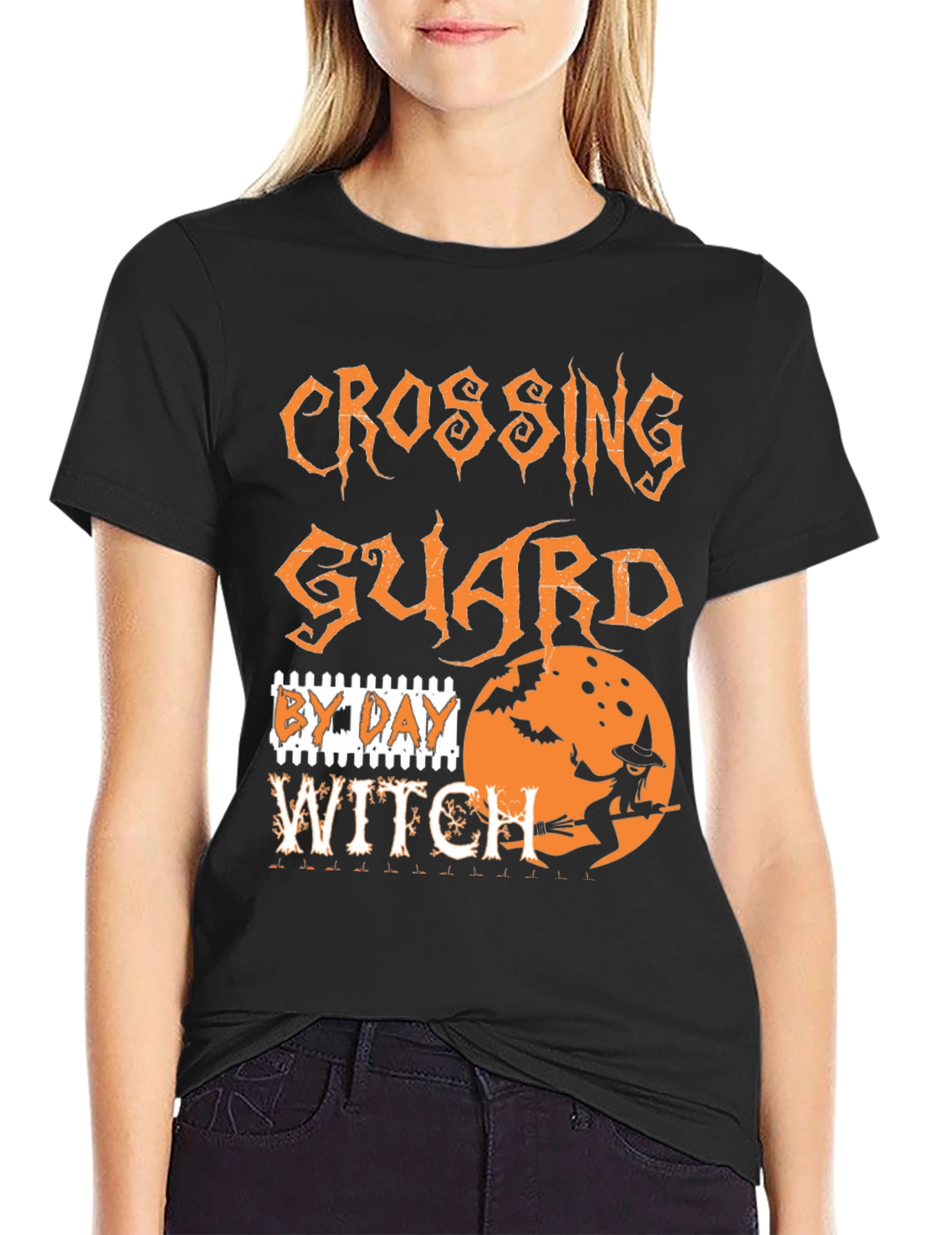 Halloween Crossing Guard Witch Graphic Tee