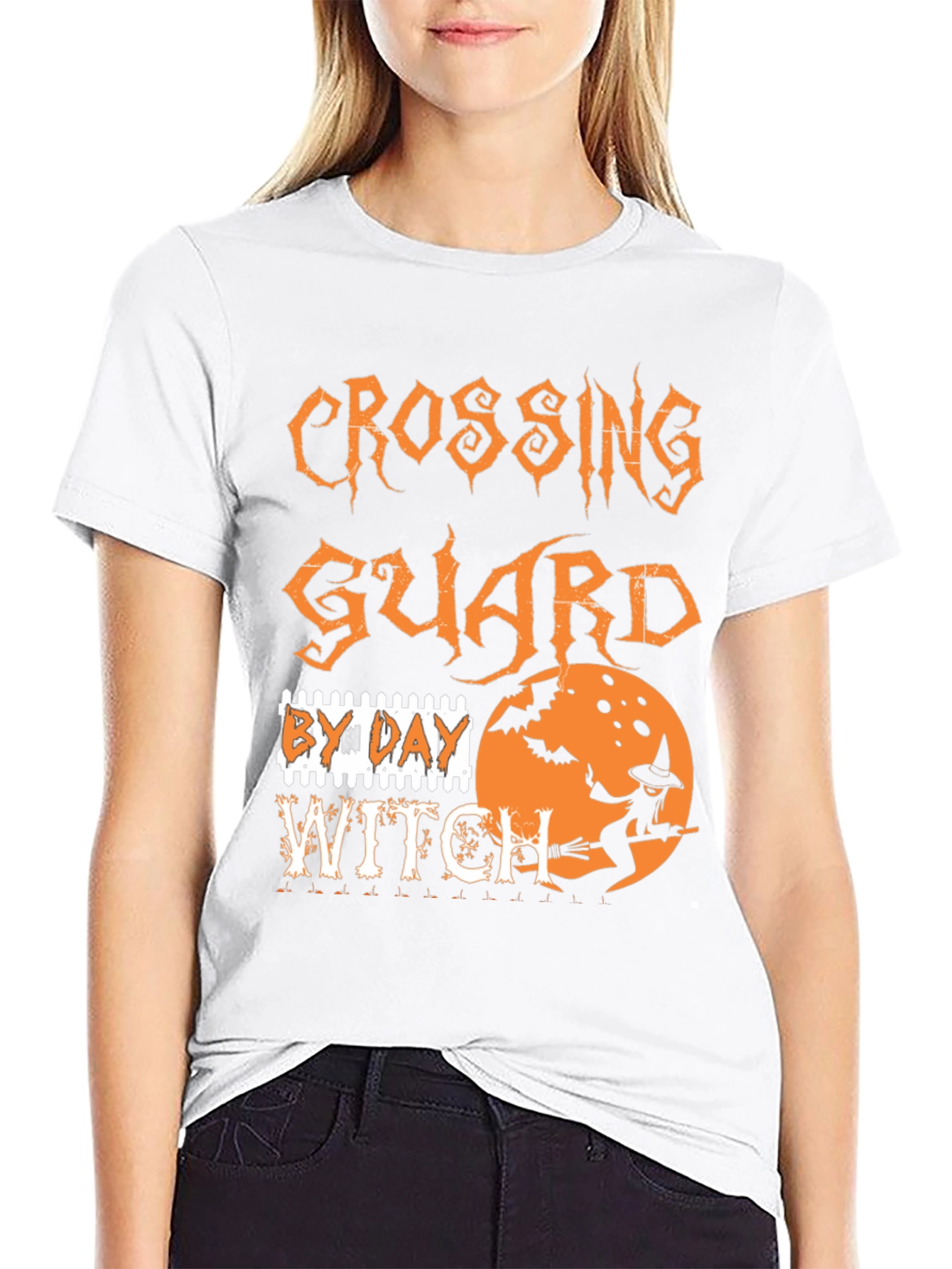 Halloween Crossing Guard Witch Graphic Tee