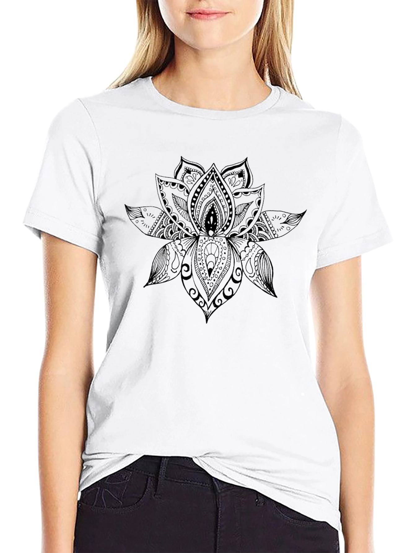 Black Lotus Flower Graphic Tee