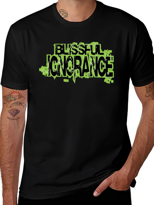 Blissful Ignorance Graphic Print Black T-Shirt