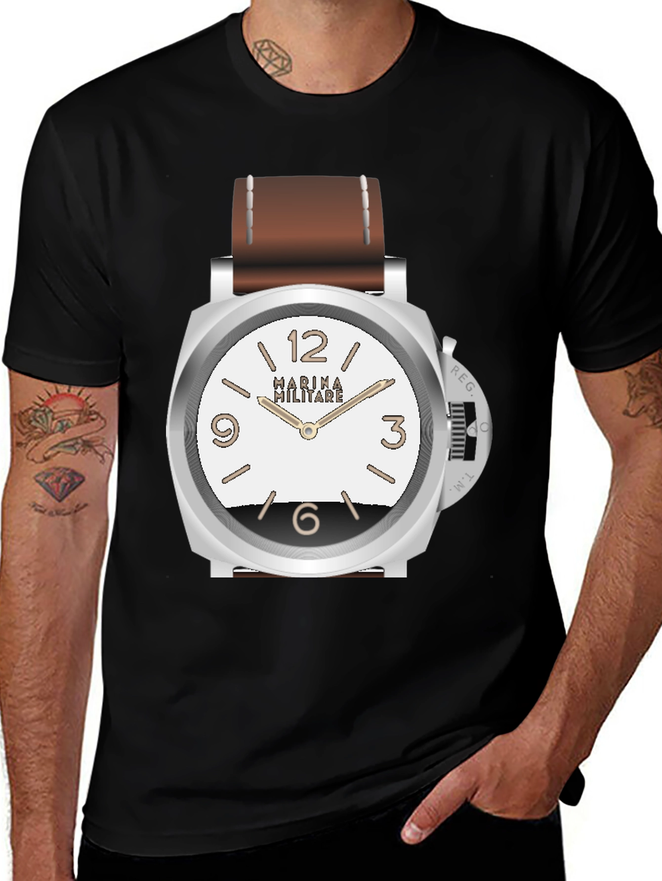 Statement Watch Graphic T-Shirt - Black Casual Tee