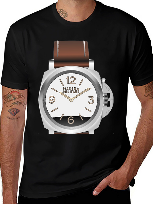 Statement Watch Graphic T-Shirt - Black Casual Tee