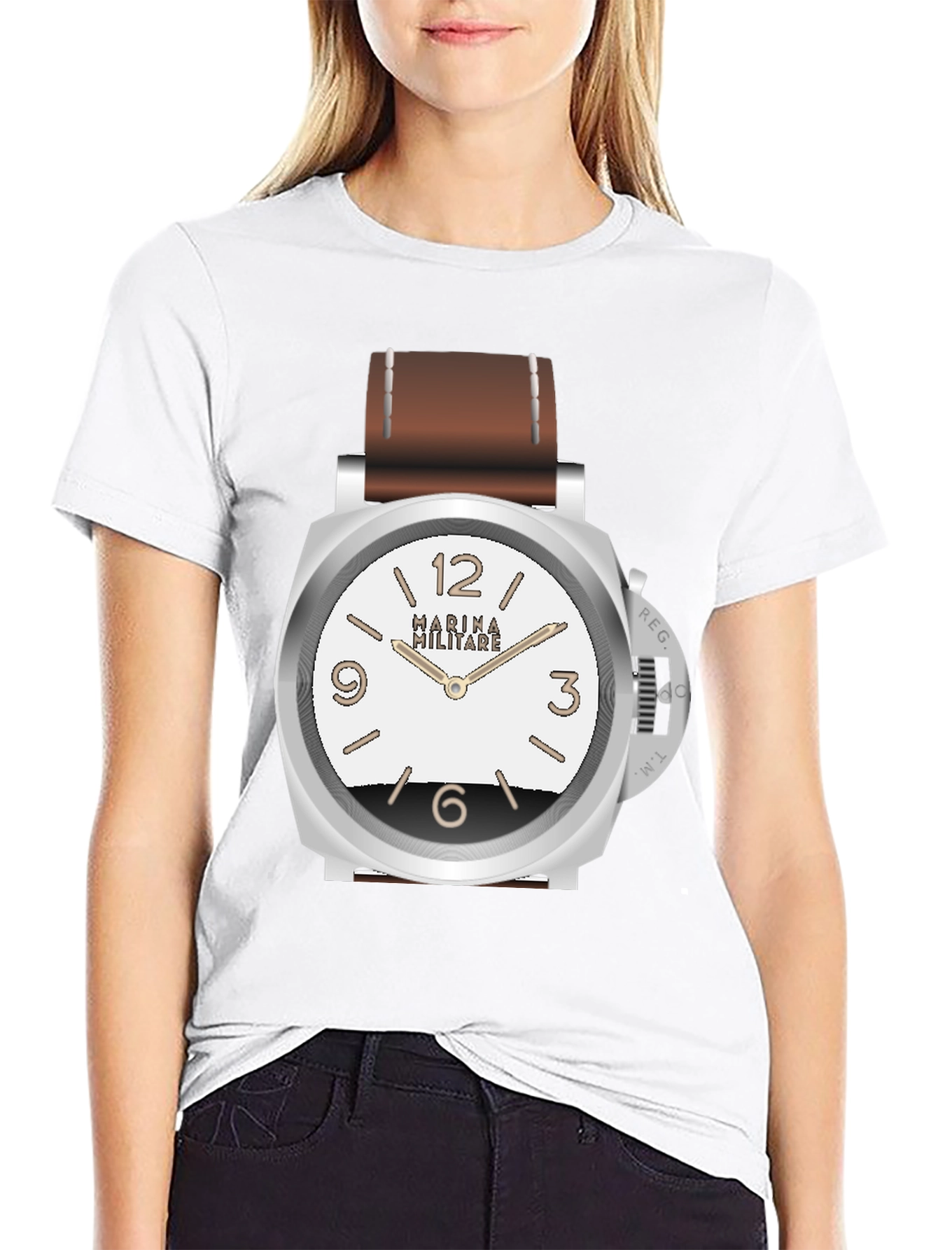 Statement Watch Graphic T-Shirt - Black Casual Tee