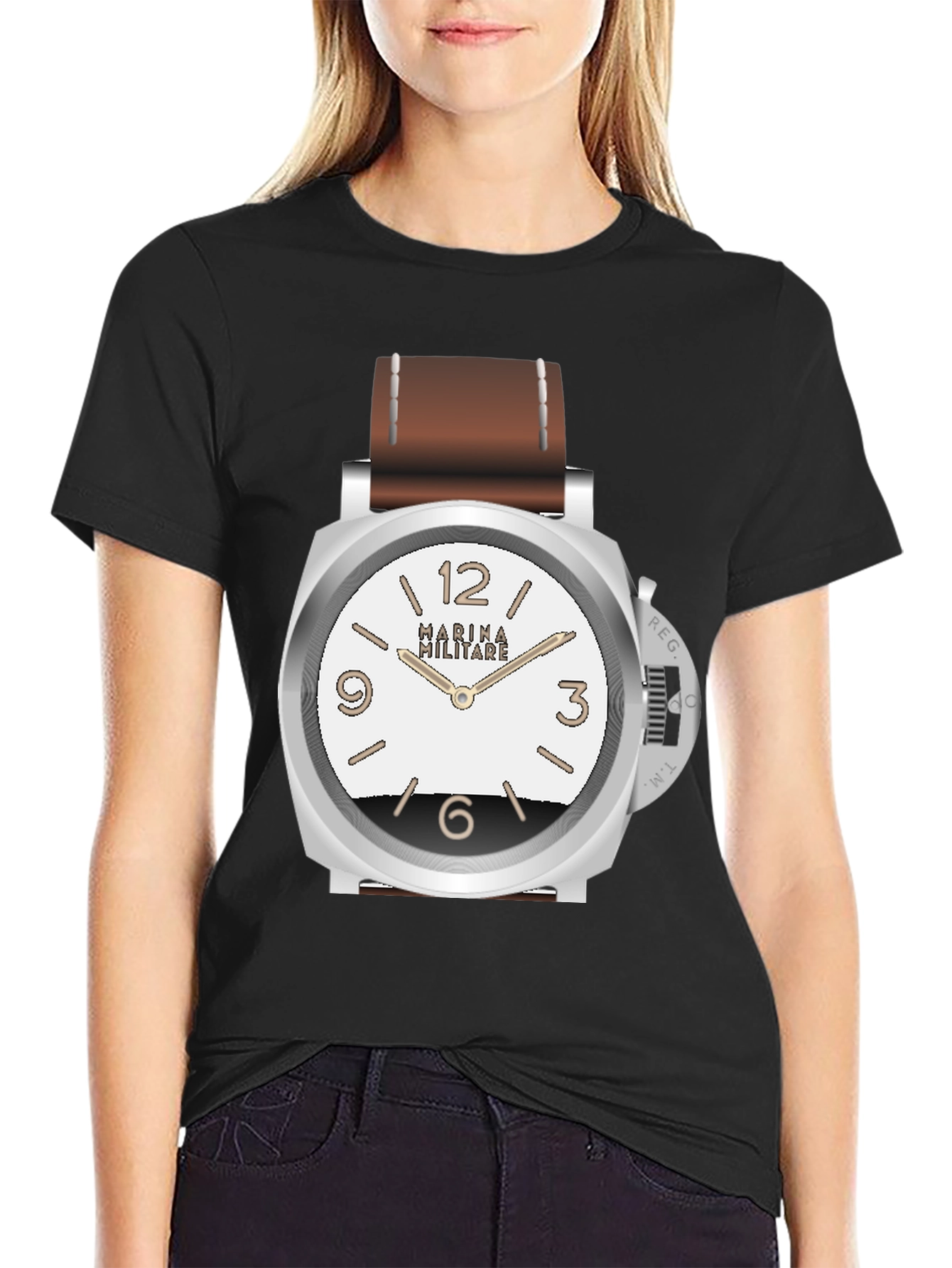 Statement Watch Graphic T-Shirt - Black Casual Tee