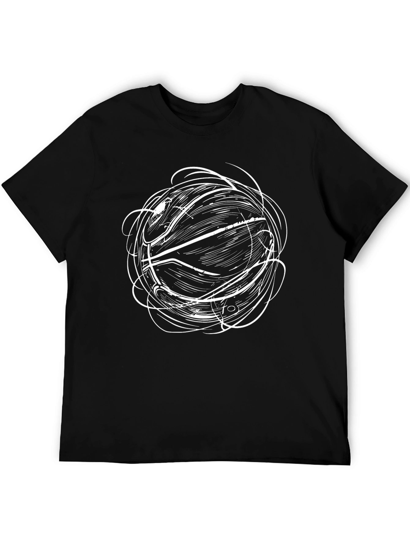 Abstract Basketball Graphic Tee - Black