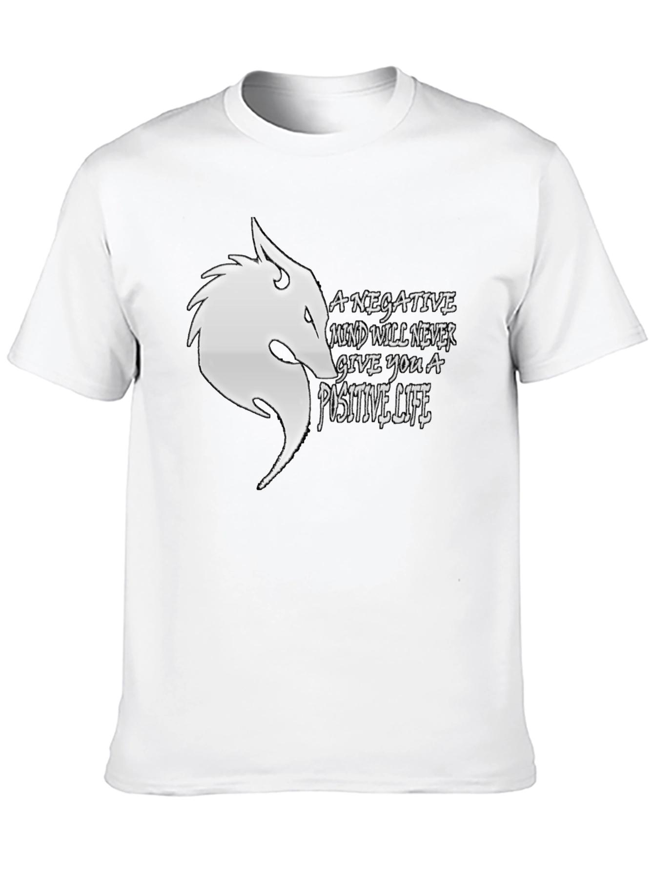 Motivational Black T-Shirt with Wolf Design