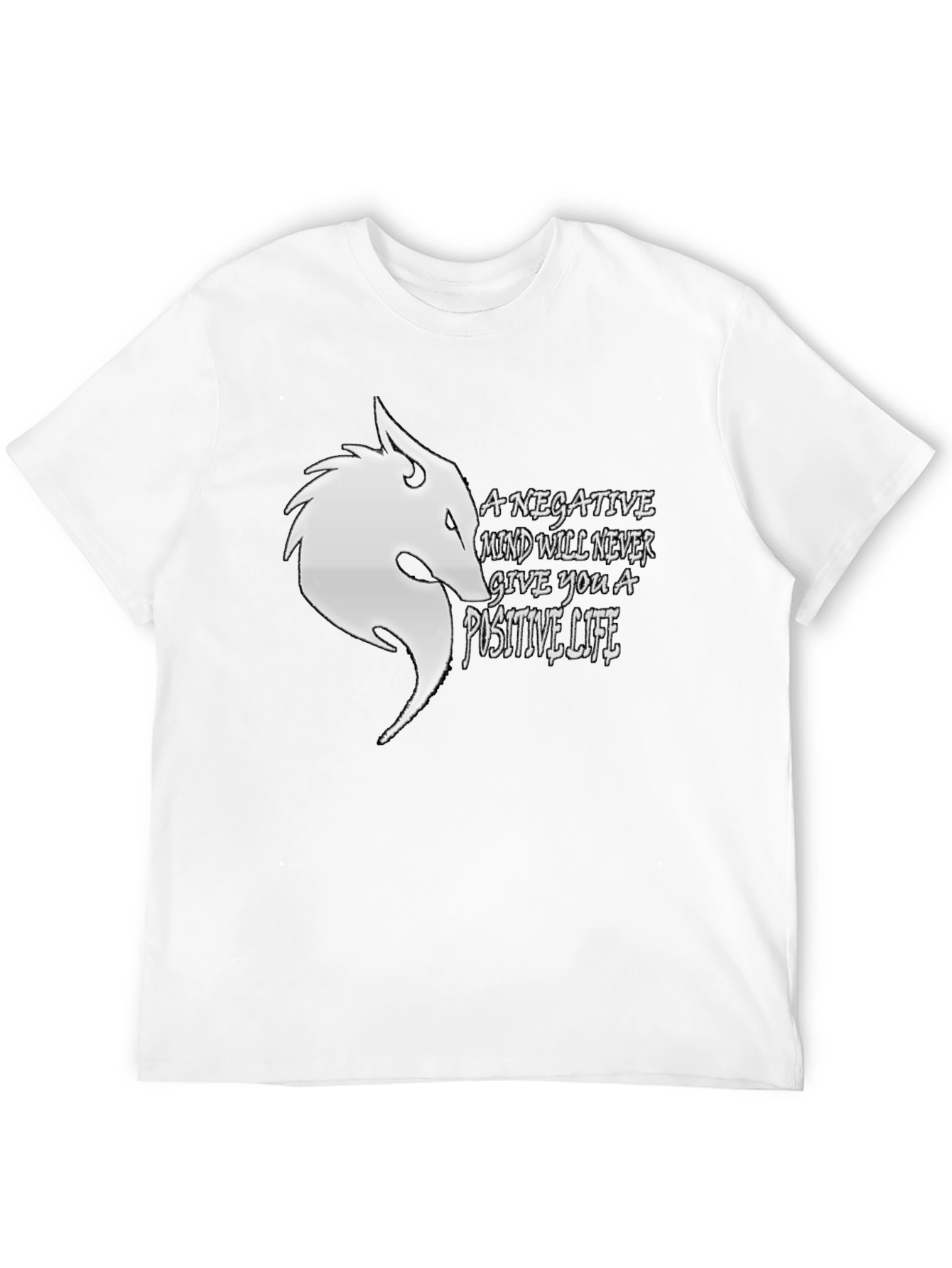 Motivational Black T-Shirt with Wolf Design