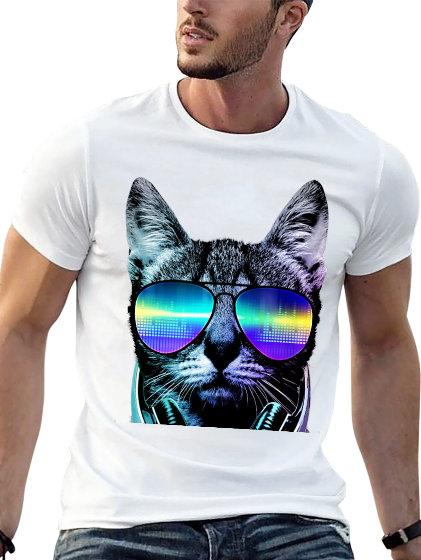 Cool Cat DJ Graphic T-Shirt