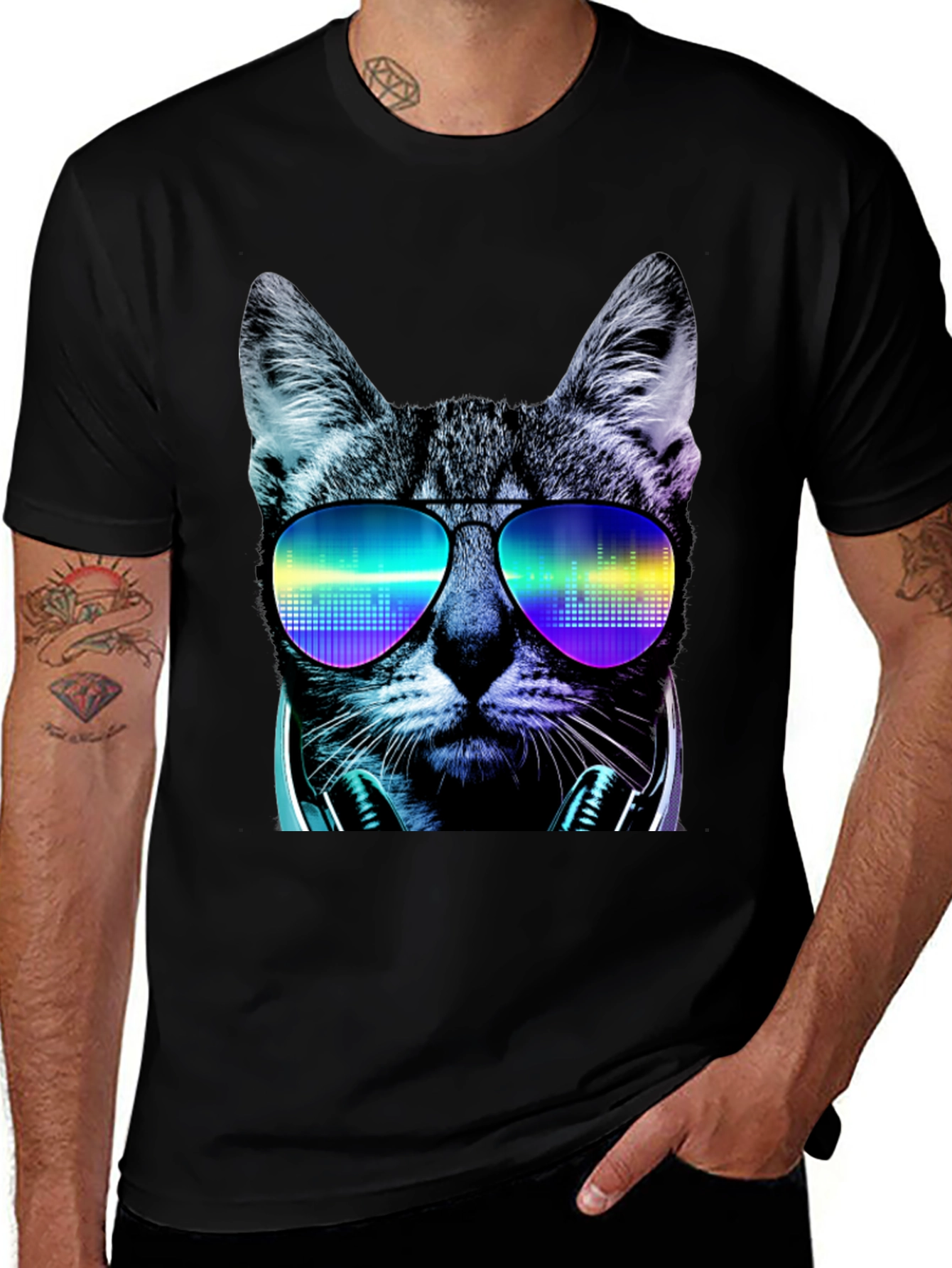 Cool Cat DJ Graphic T-Shirt