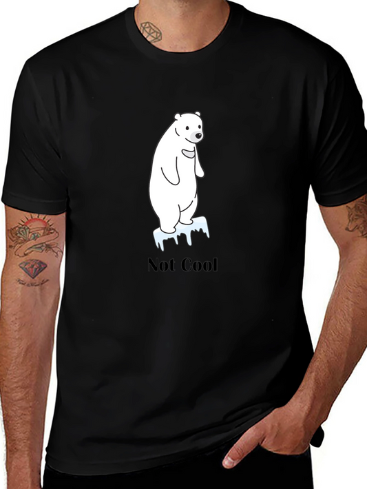 Not Cool Polar Bear Graphic Tee - Black Cotton Shirt