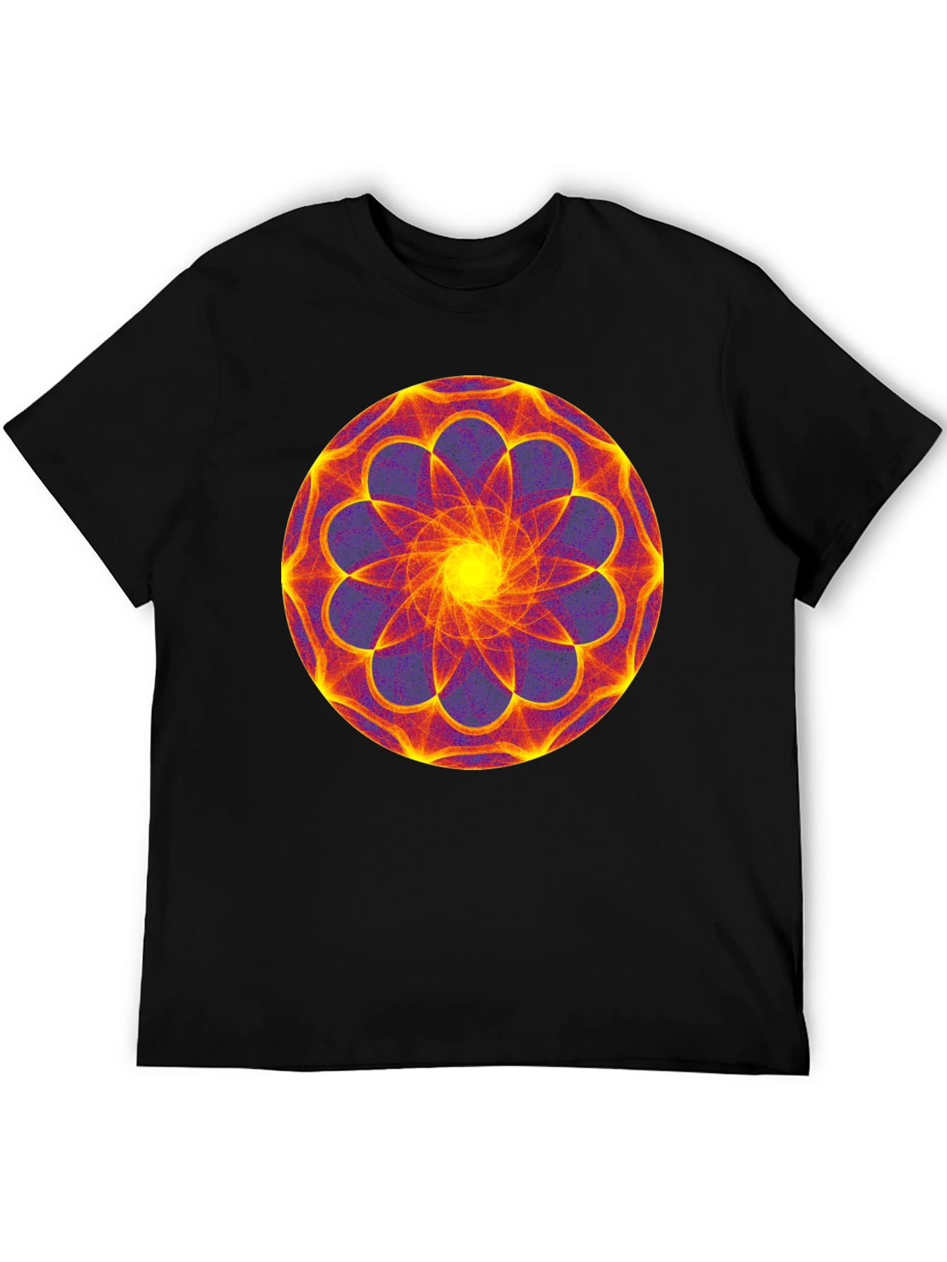 Geometric Mandala Graphic Print Black Tee