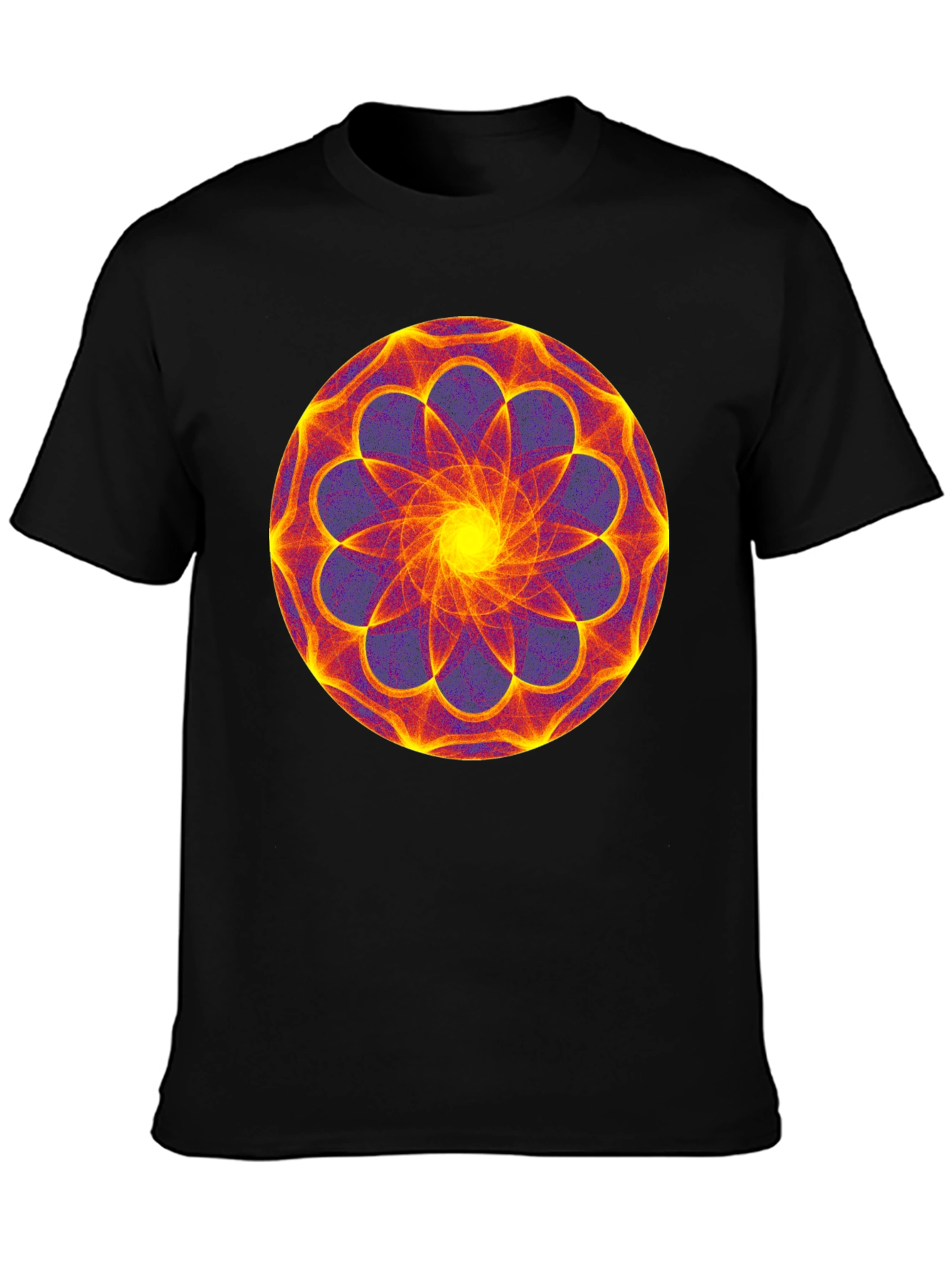 Geometric Mandala Graphic Print Black Tee