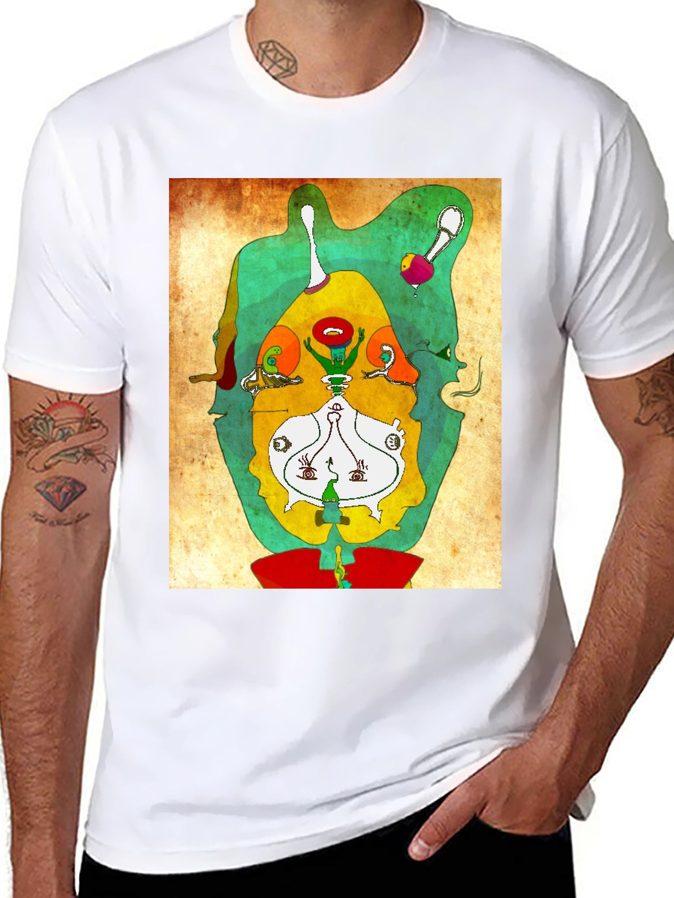 Abstract Graphic Print Tee - Modern Art Shirt
