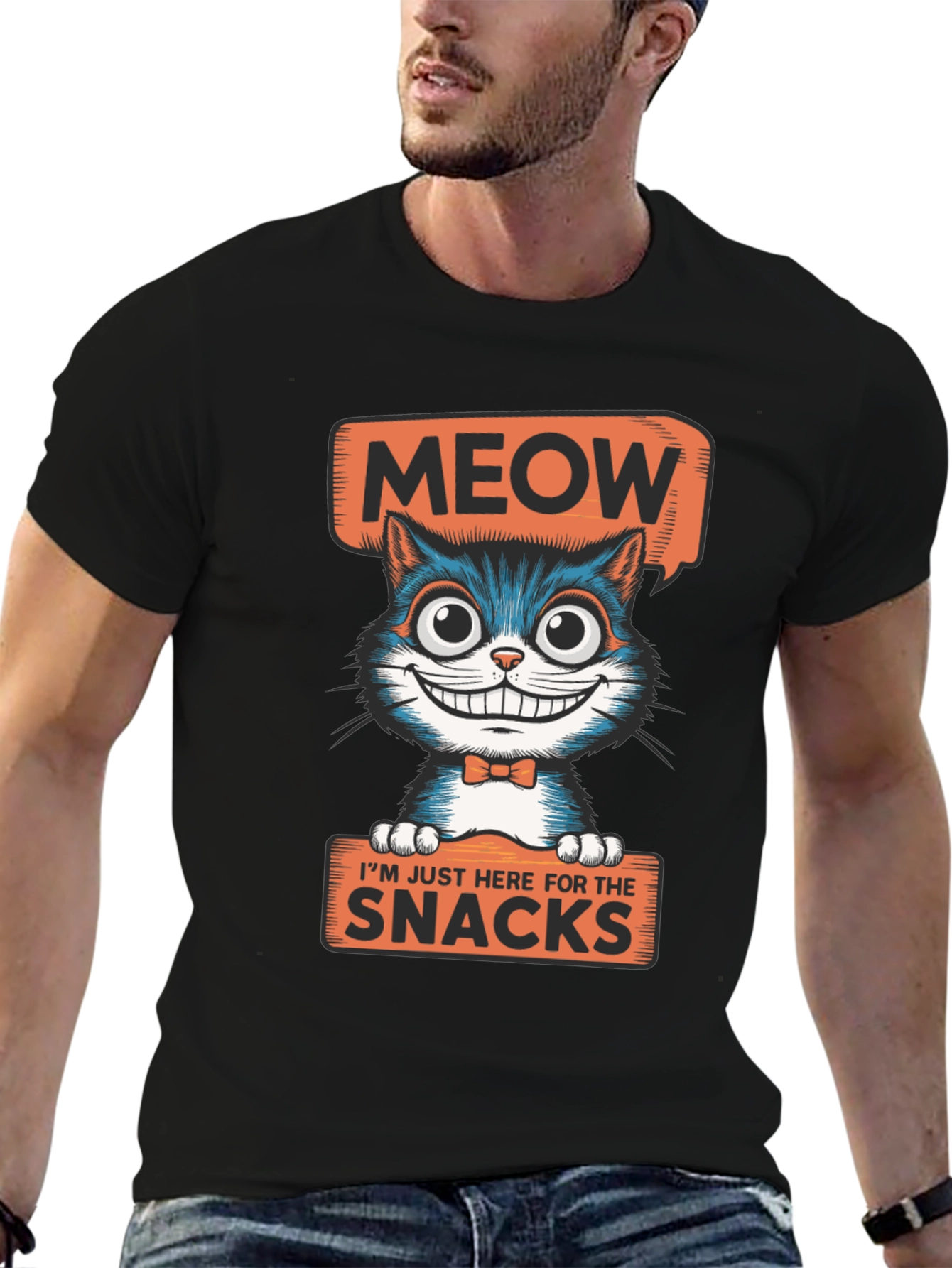 Meow Snacks Cat Graphic T-Shirt