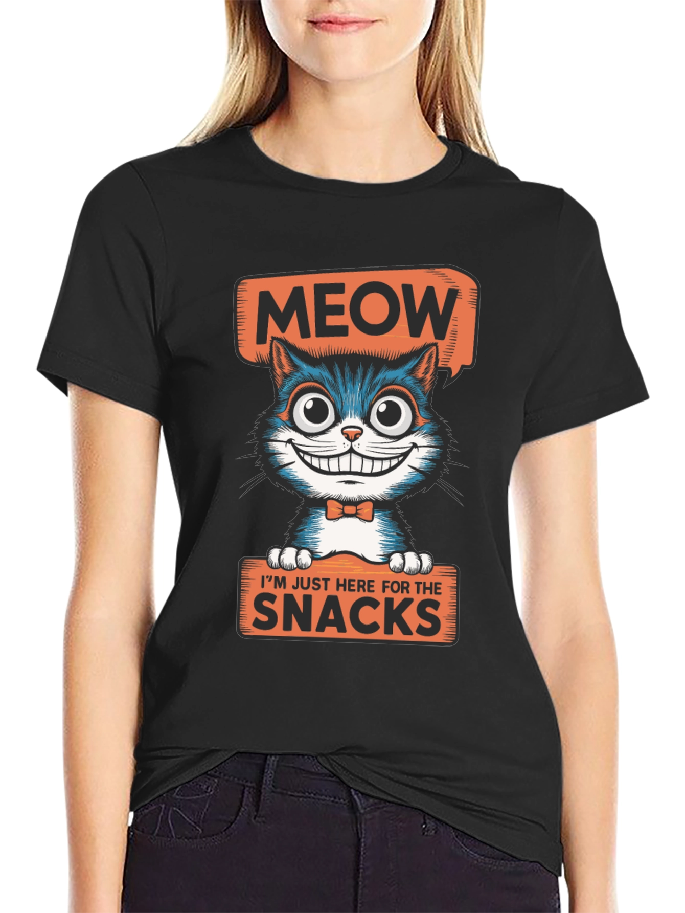 Meow Snacks Cat Graphic T-Shirt