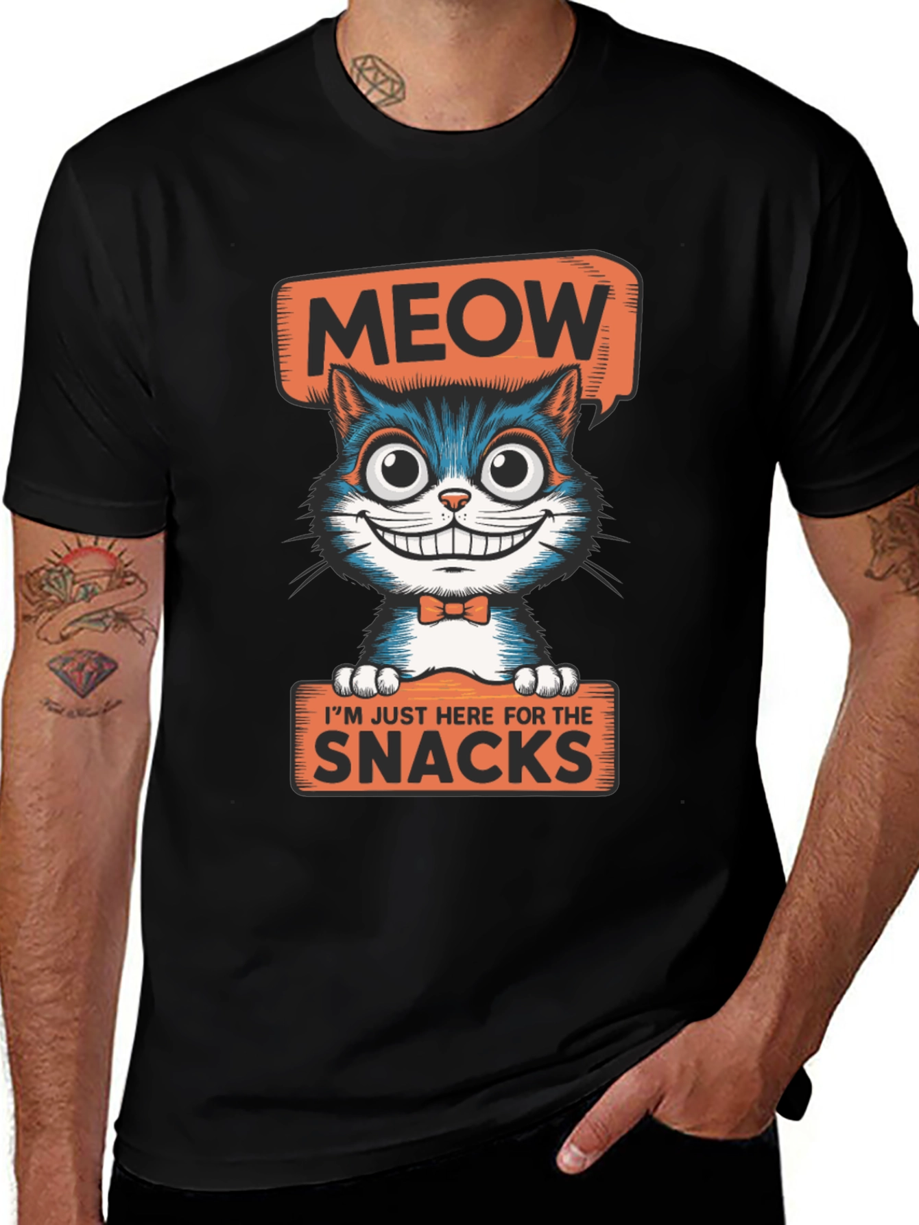Meow Snacks Cat Graphic T-Shirt