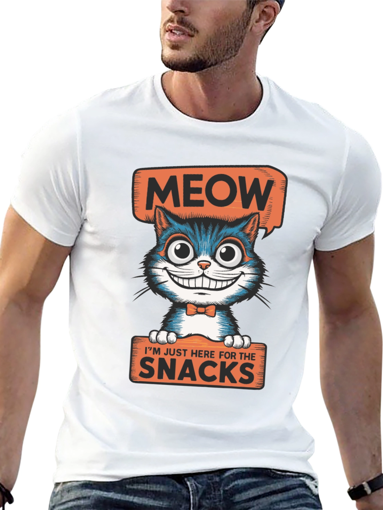 Meow Snacks Cat Graphic T-Shirt