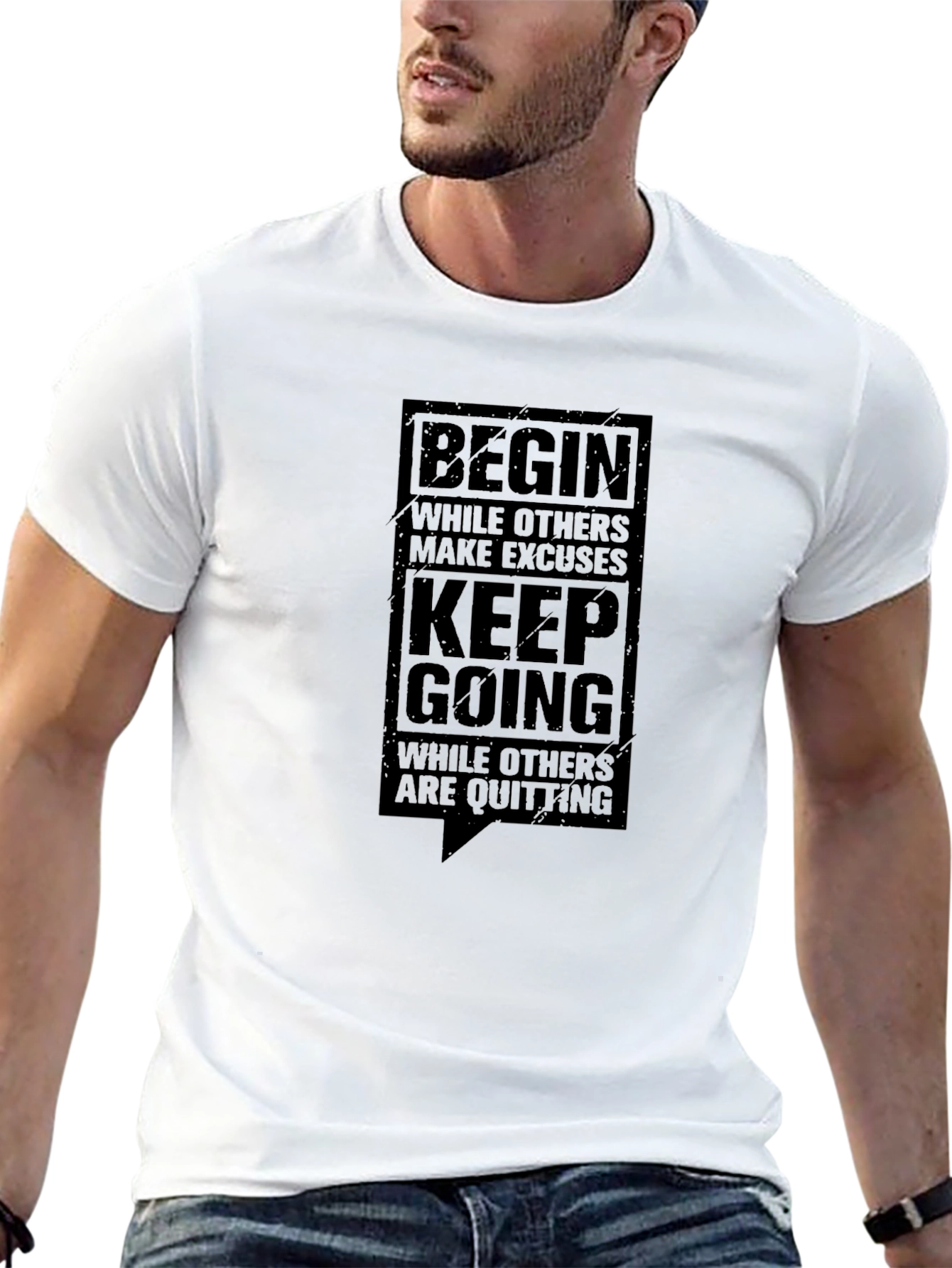 Motivational Graphic Tee - Begin Keep Going