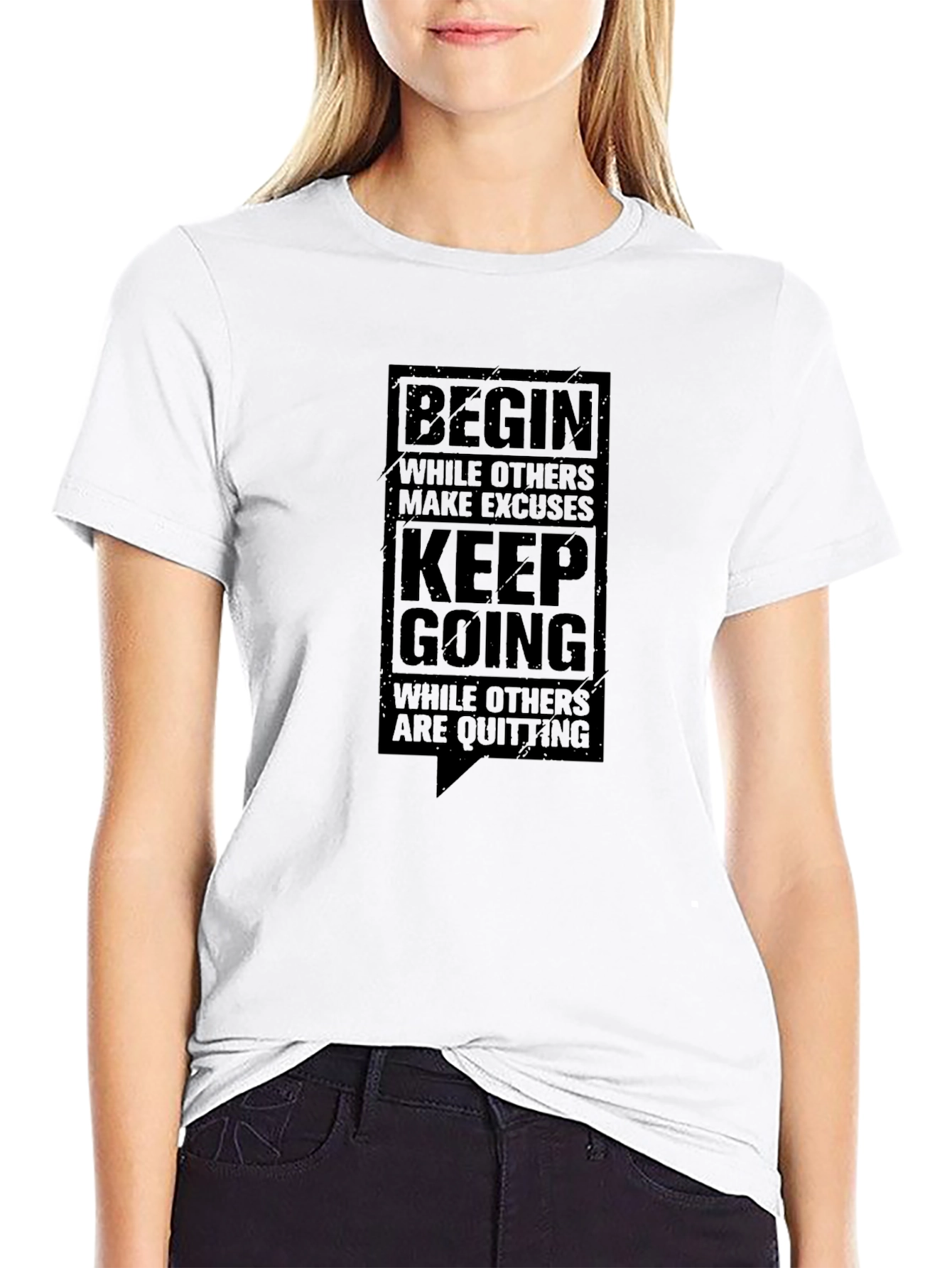 Motivational Graphic Tee - Begin Keep Going
