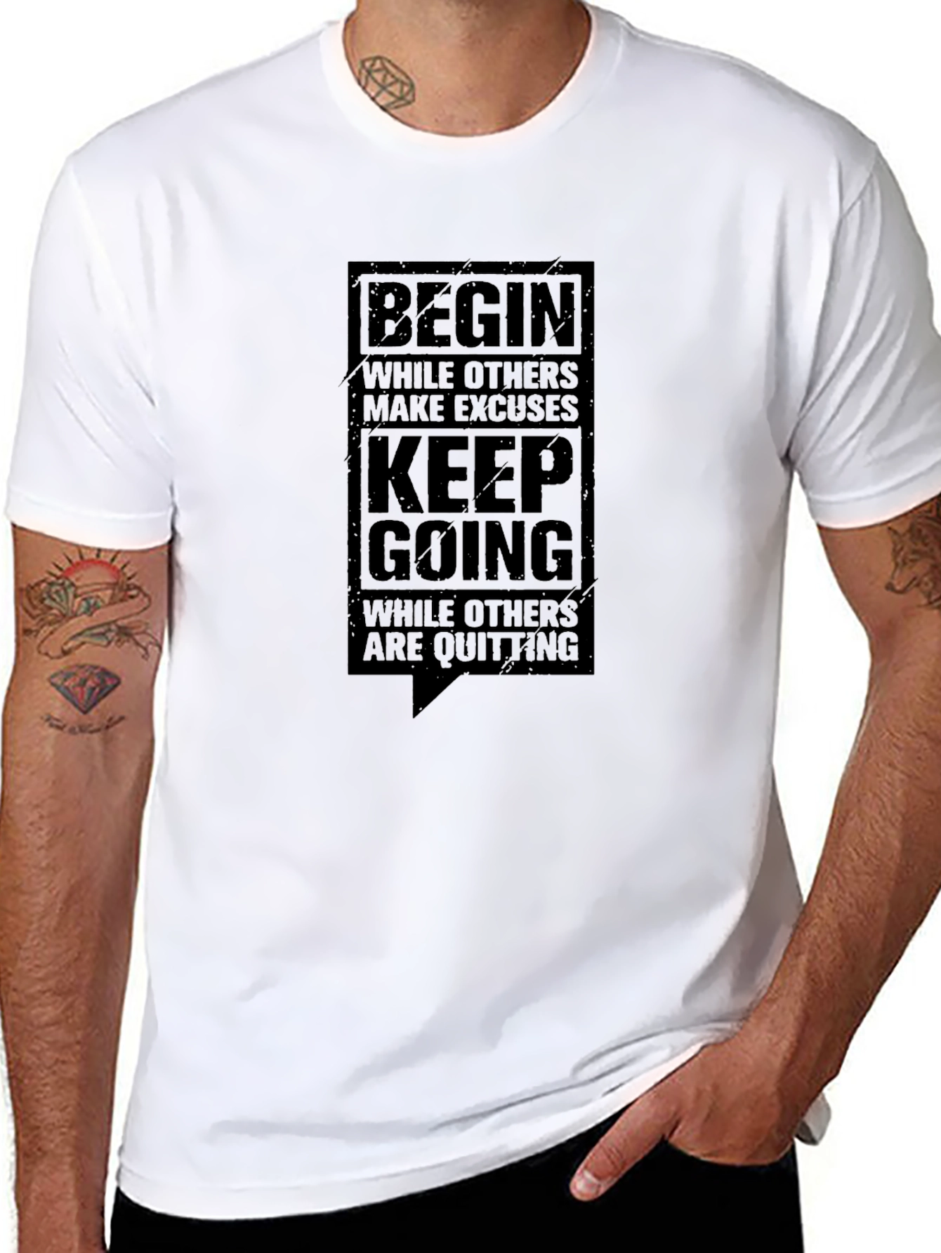 Motivational Graphic Tee - Begin Keep Going