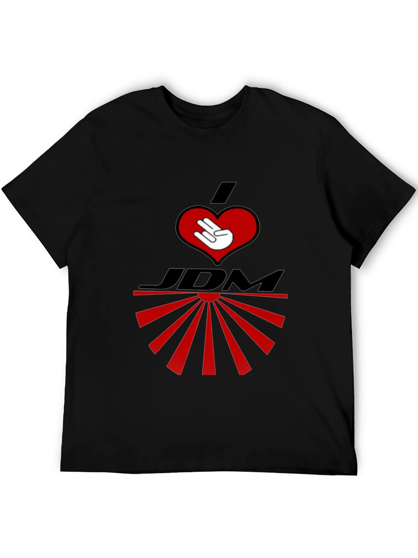 I Heart JDM Rising Sun Graphic T-Shirt - Black