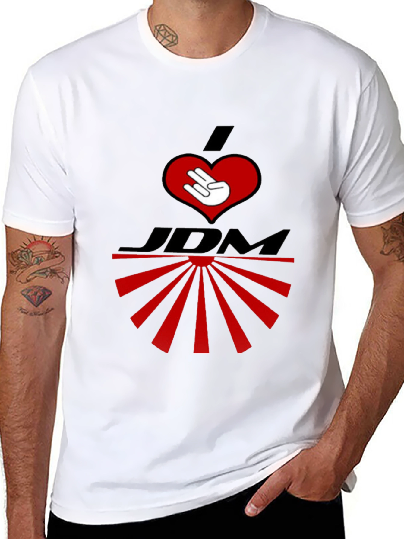I Heart JDM Rising Sun Graphic T-Shirt - Black