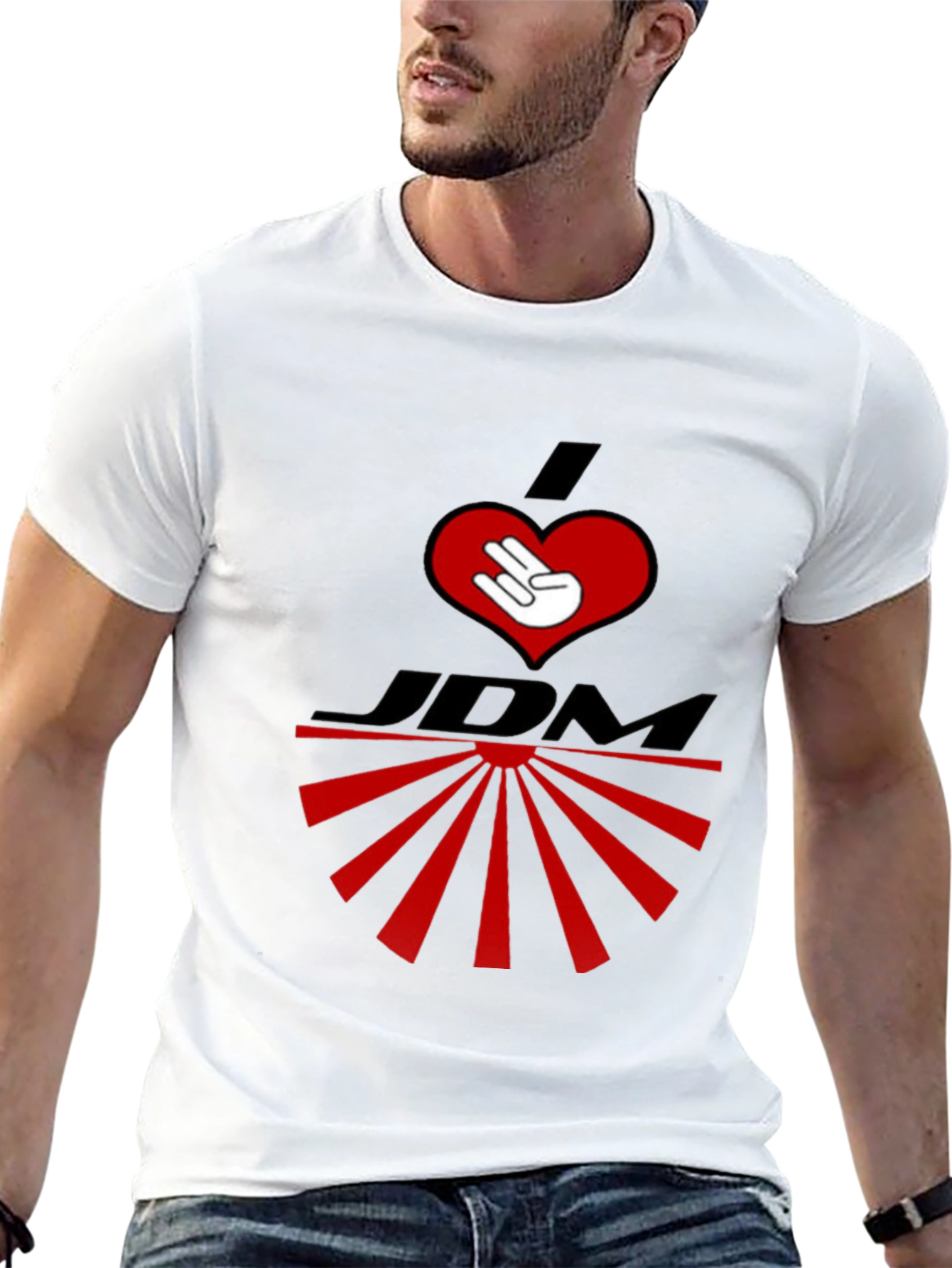 I Heart JDM Rising Sun Graphic T-Shirt - Black