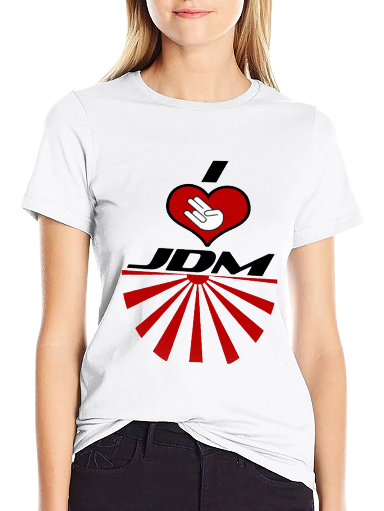 I Heart JDM Rising Sun Graphic T-Shirt - Black