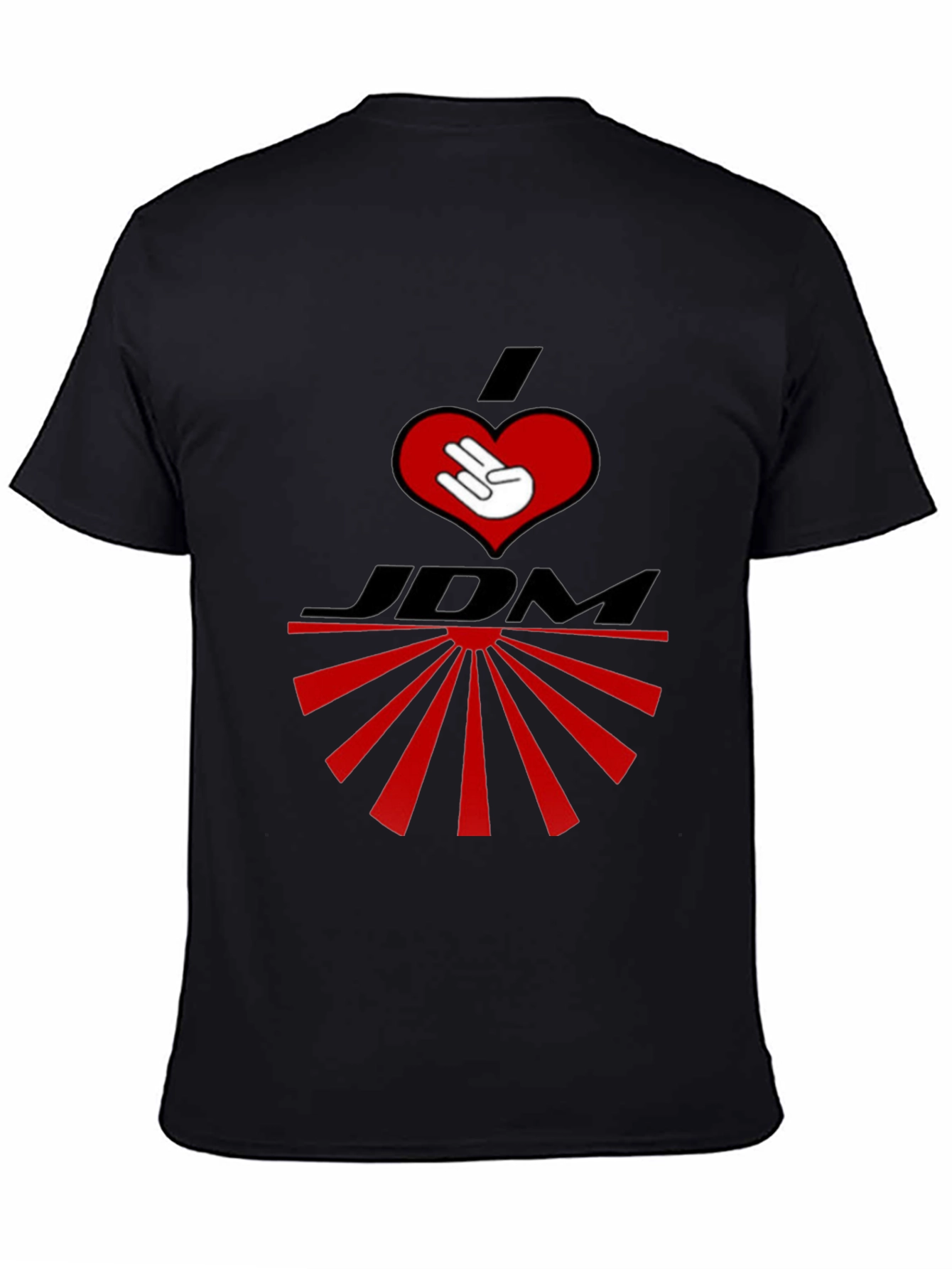 I Heart JDM Rising Sun Graphic T-Shirt - Black